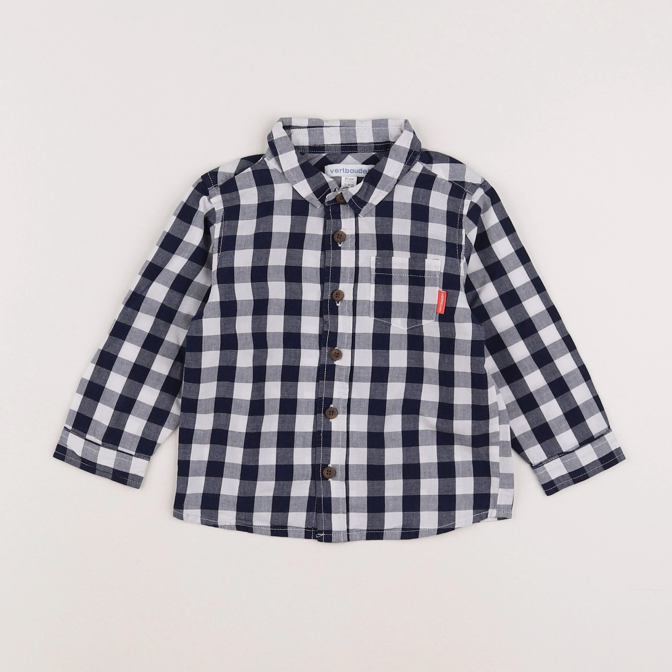 Vertbaudet - chemise blanc, bleu - 18 mois