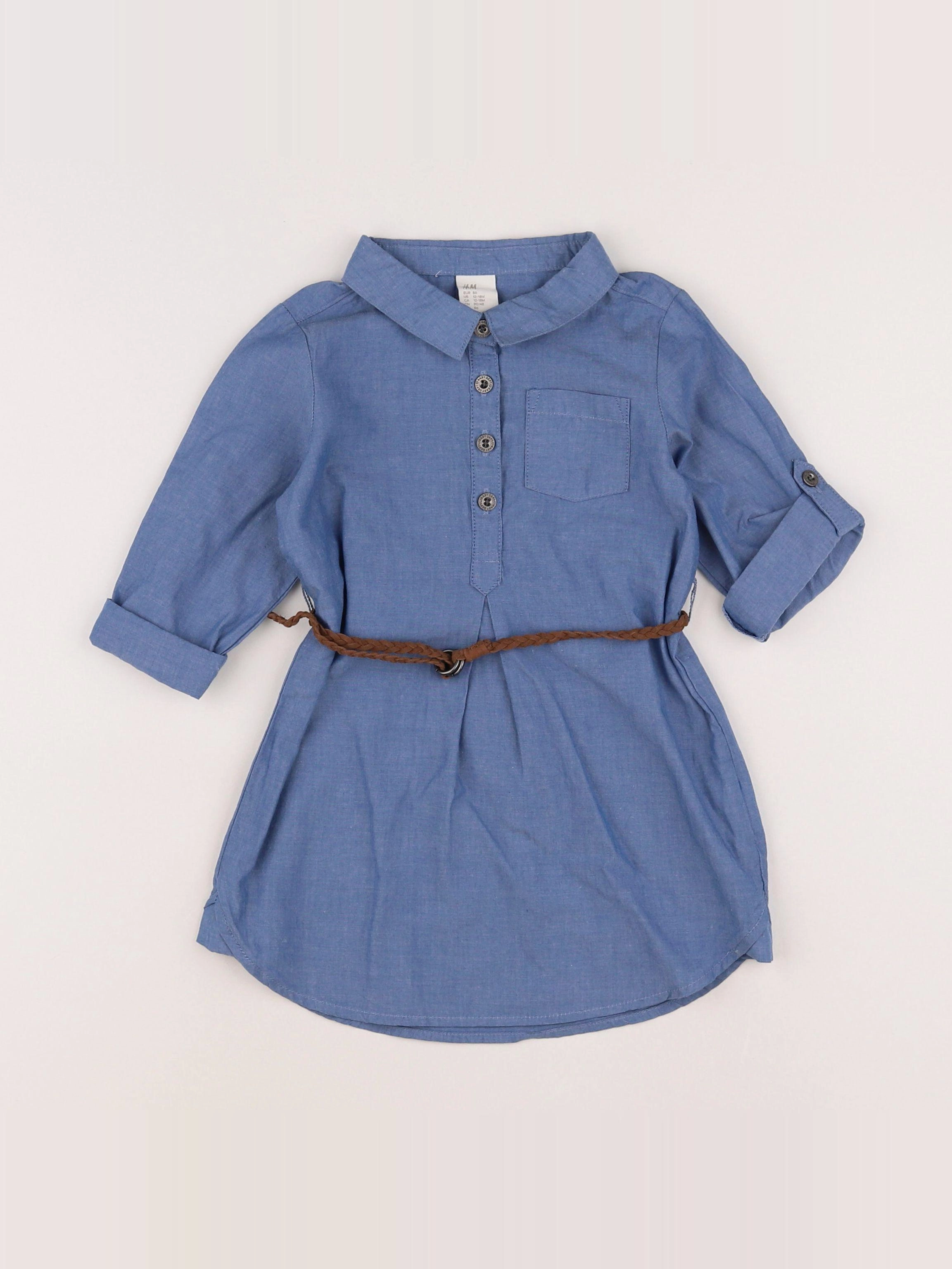 H&M - robe bleu - 12/18 mois