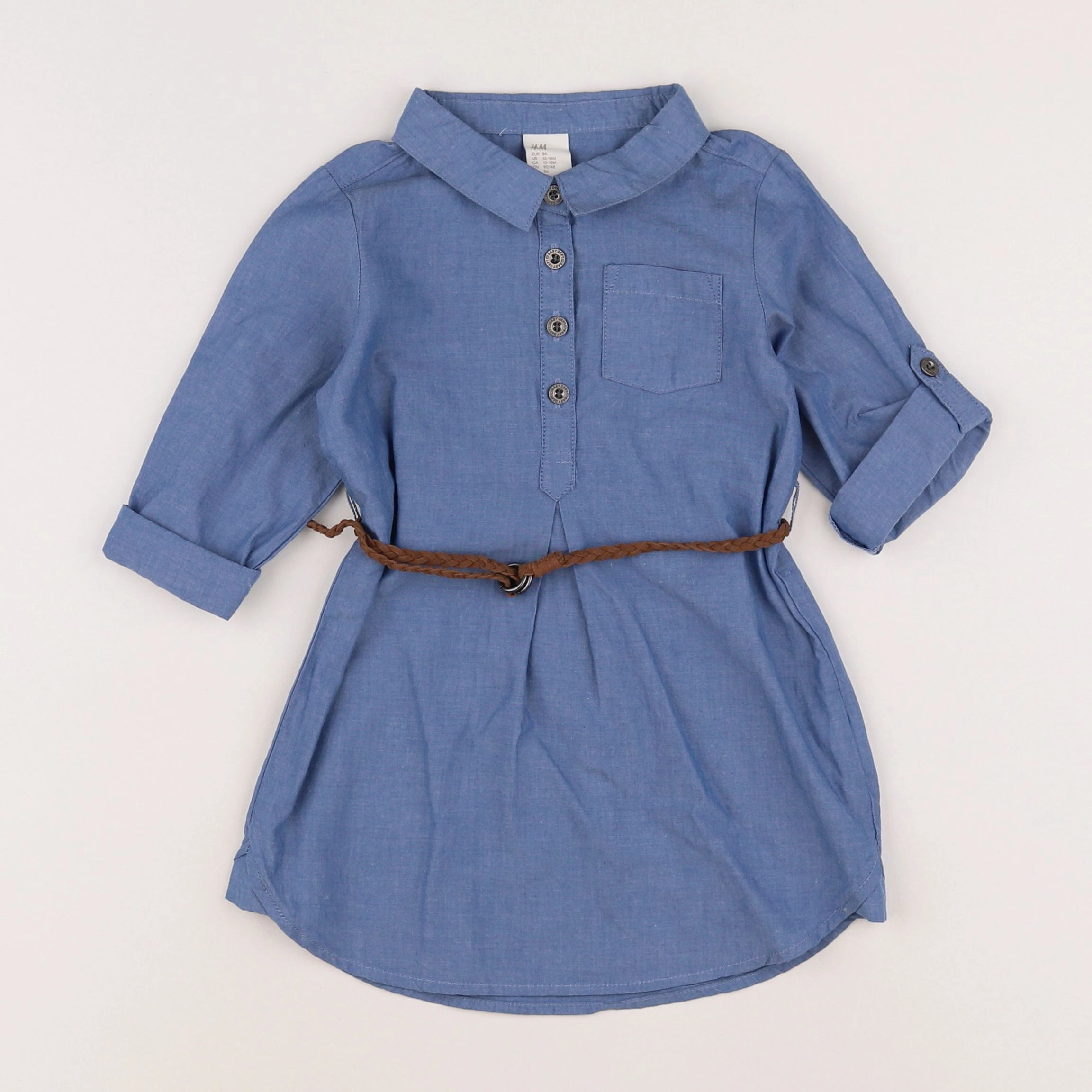 H&M - robe bleu - 12/18 mois