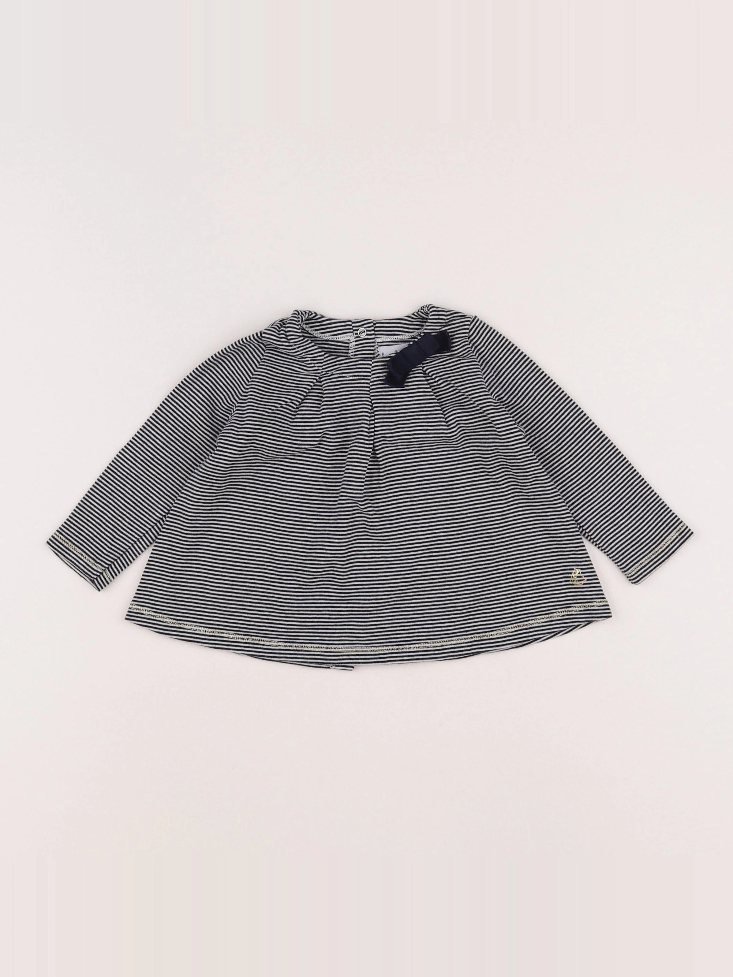 Petit Bateau - tee-shirt bleu - 12 mois