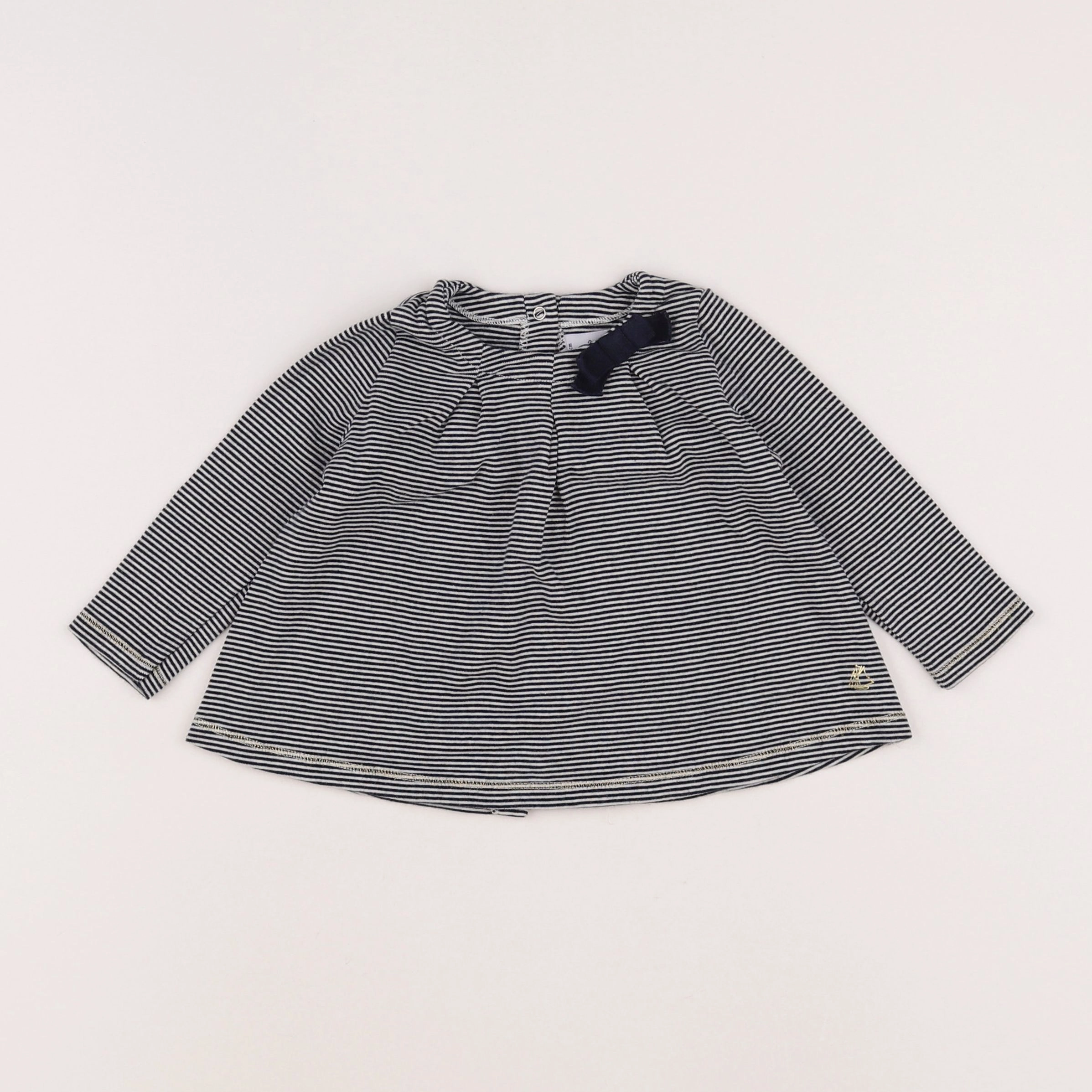 Petit Bateau - tee-shirt bleu - 12 mois