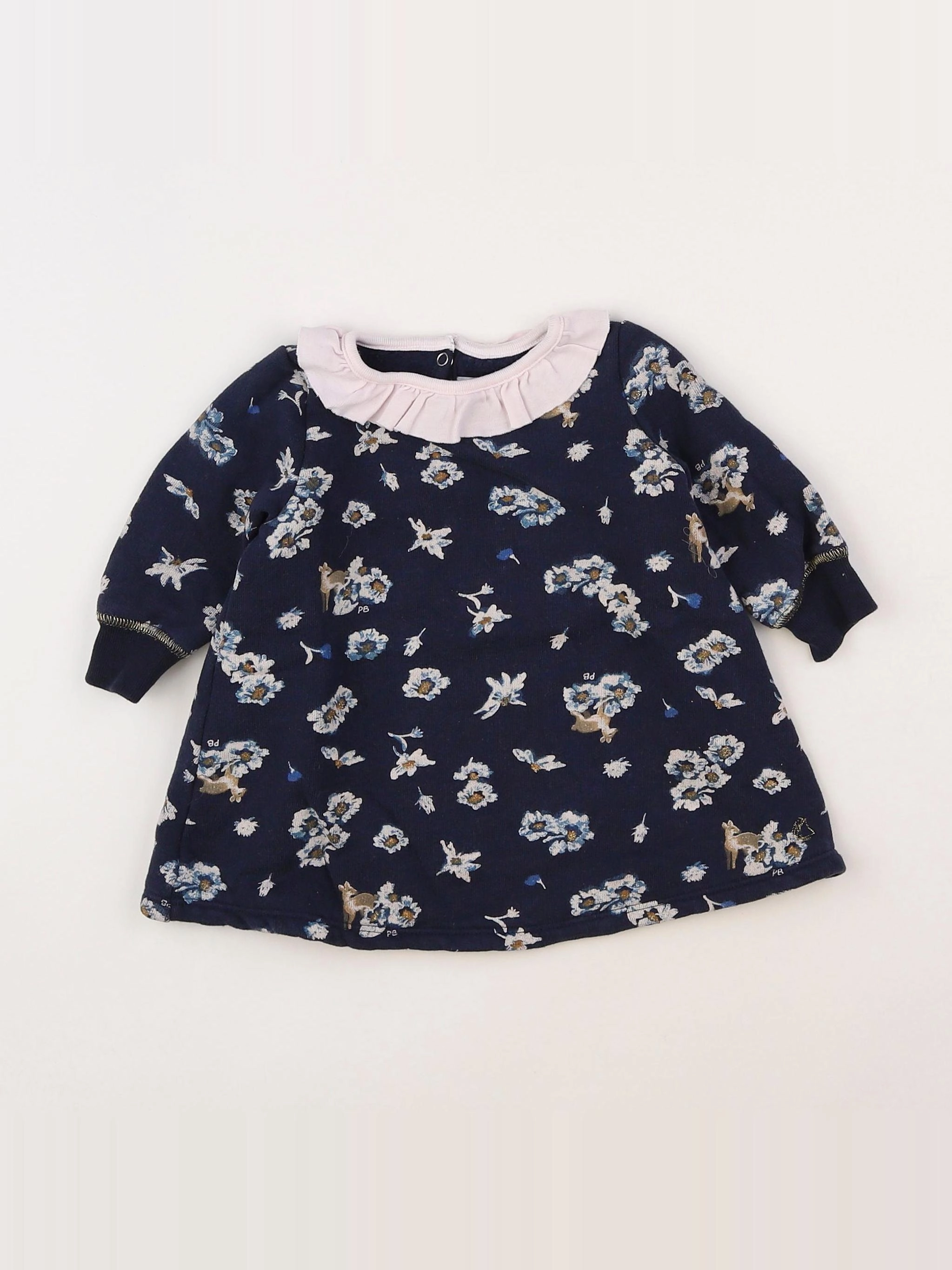 Petit Bateau - robe bleu - 6 mois