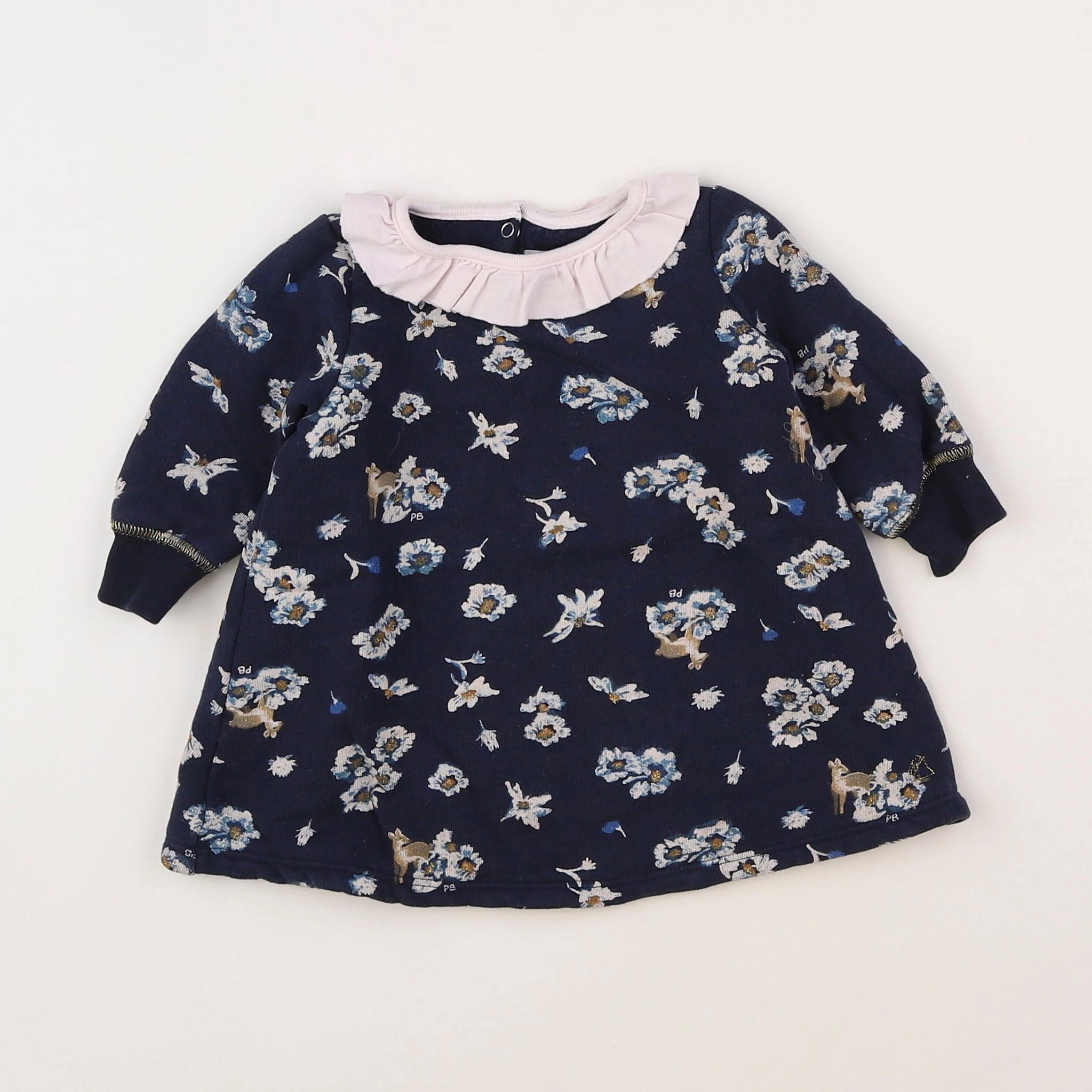 Petit Bateau - robe bleu - 6 mois