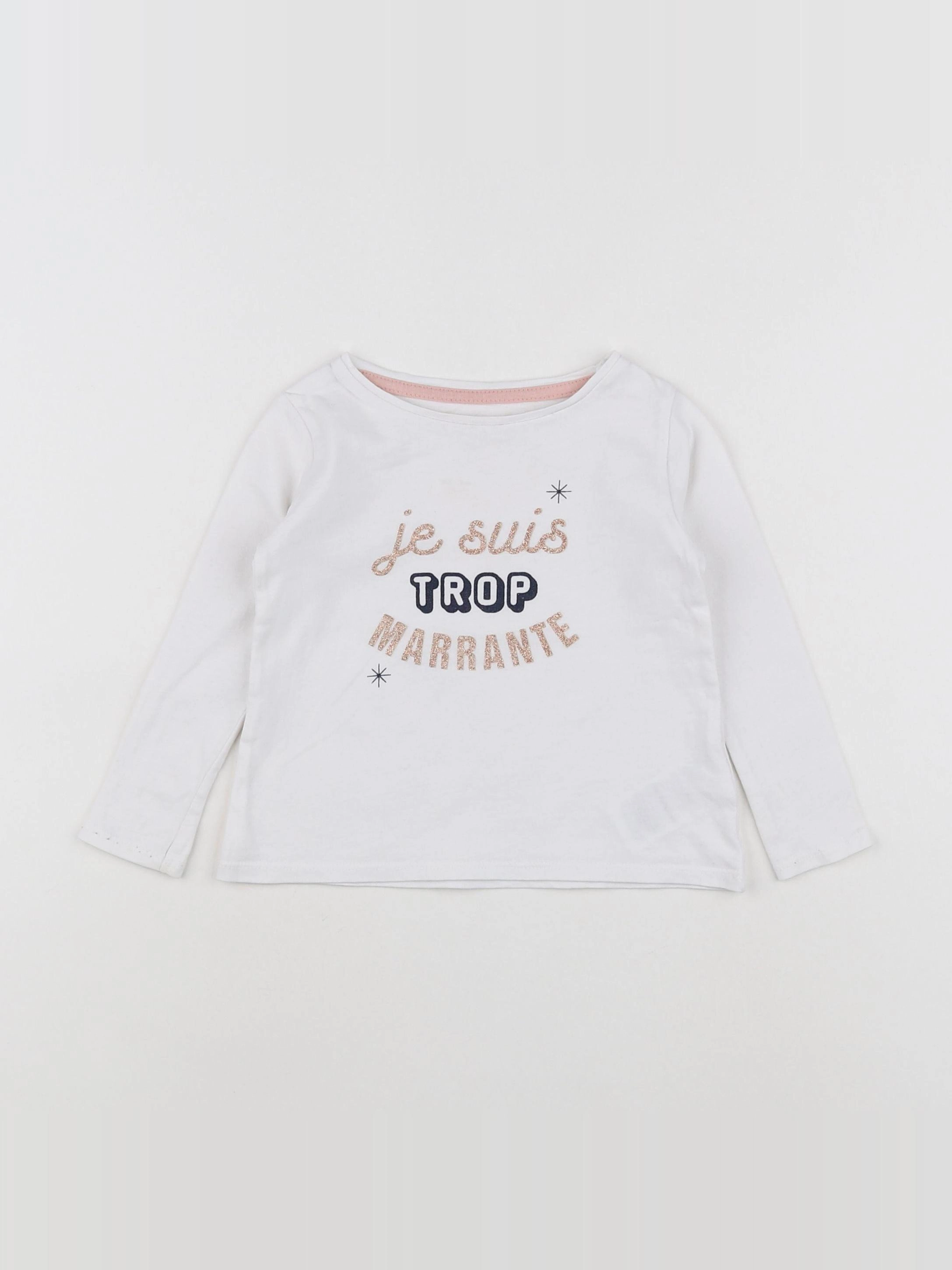 Vertbaudet - tee-shirt blanc, or - 2 ans