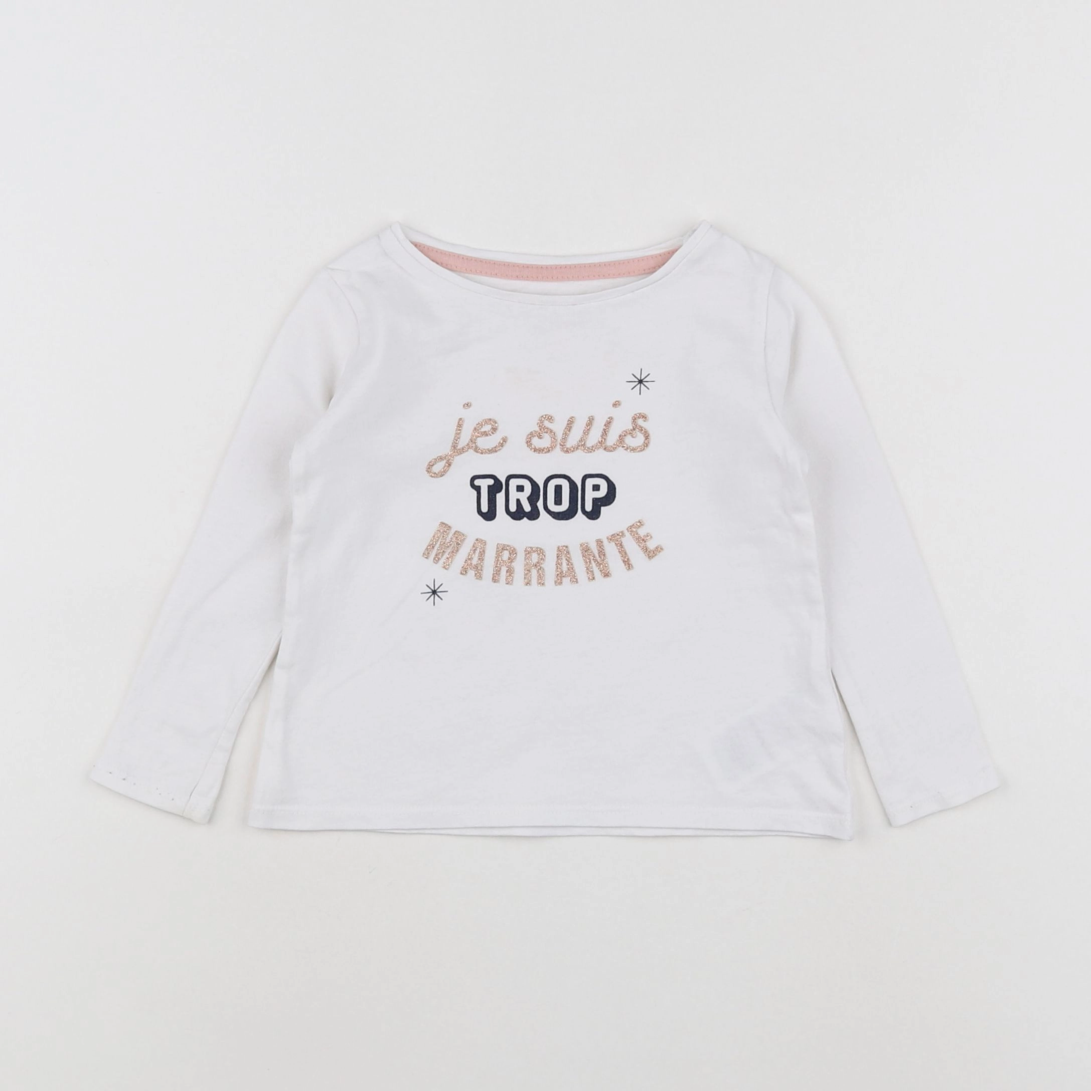 Vertbaudet - tee-shirt blanc, or - 2 ans