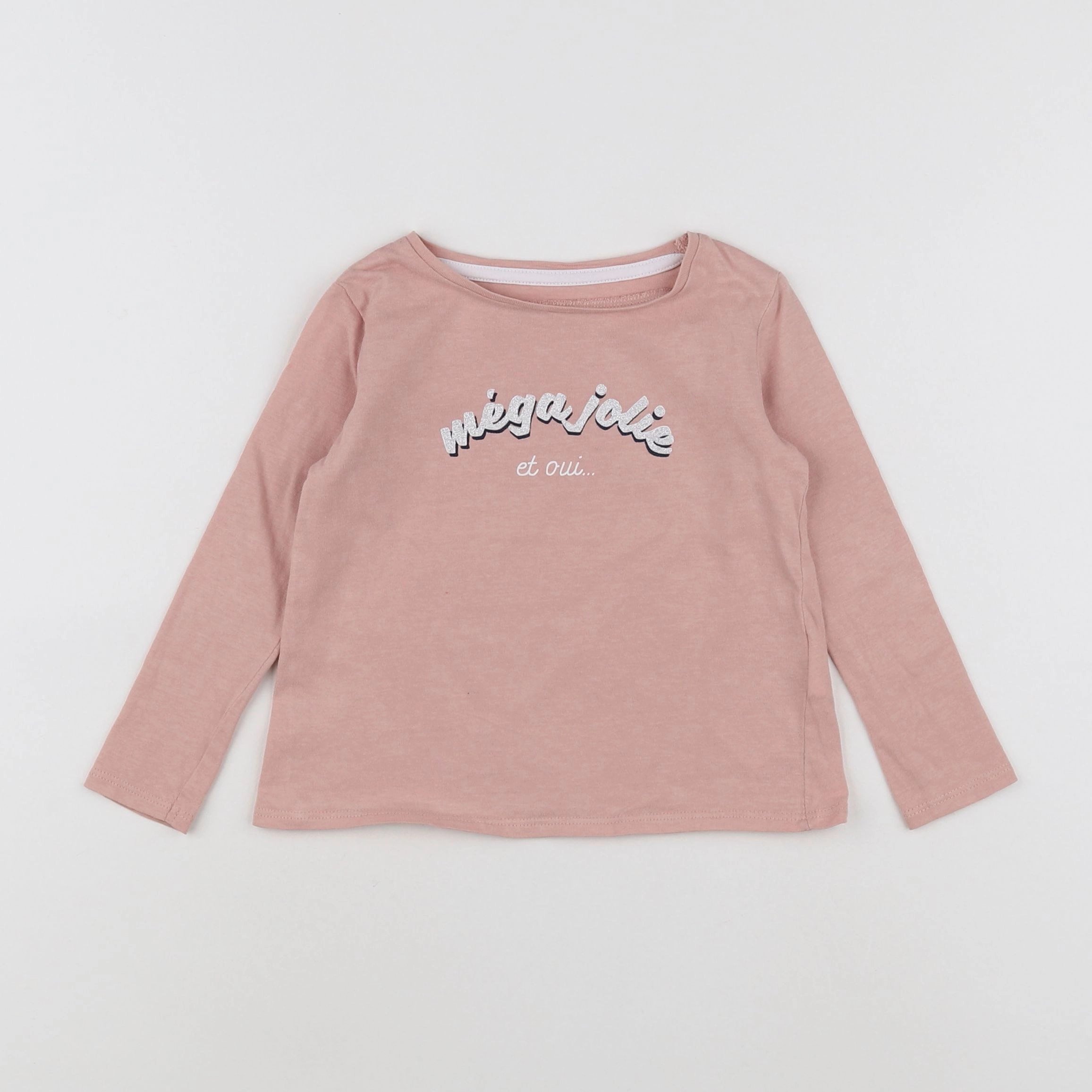 Vertbaudet - tee-shirt argent, rose - 2 ans