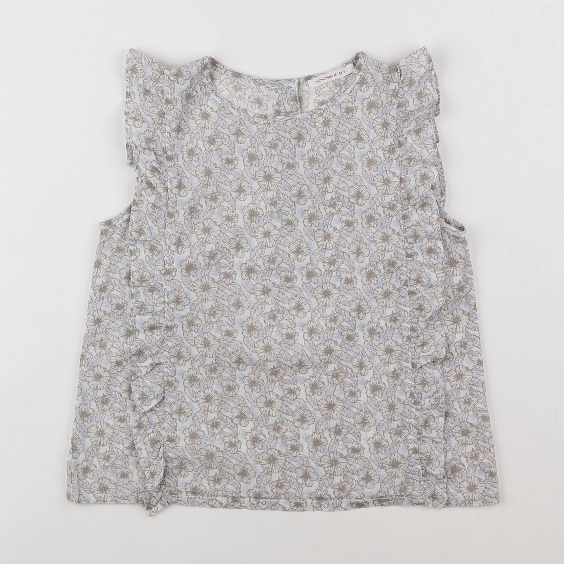 Monoprix - blouse bleu, beige - 8 ans