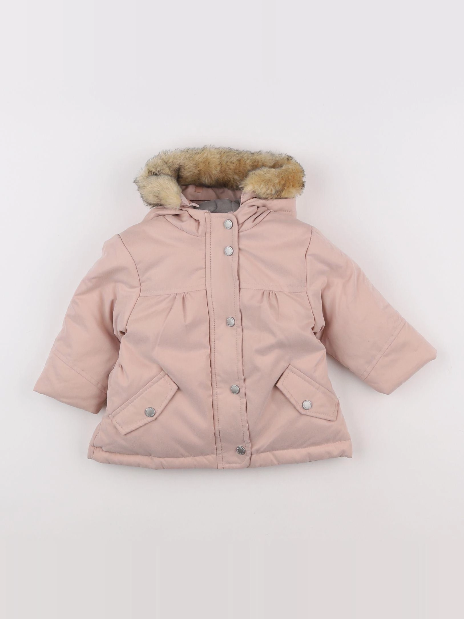 Vertbaudet - manteau doublure amovible rose - 12 mois