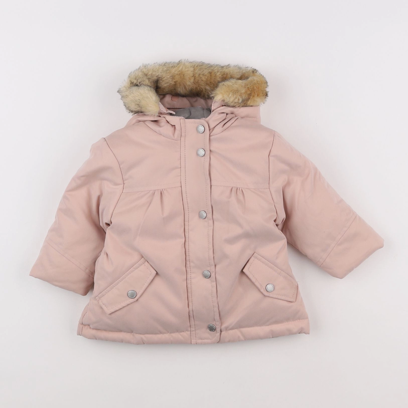 Vertbaudet - manteau doublure amovible rose - 12 mois