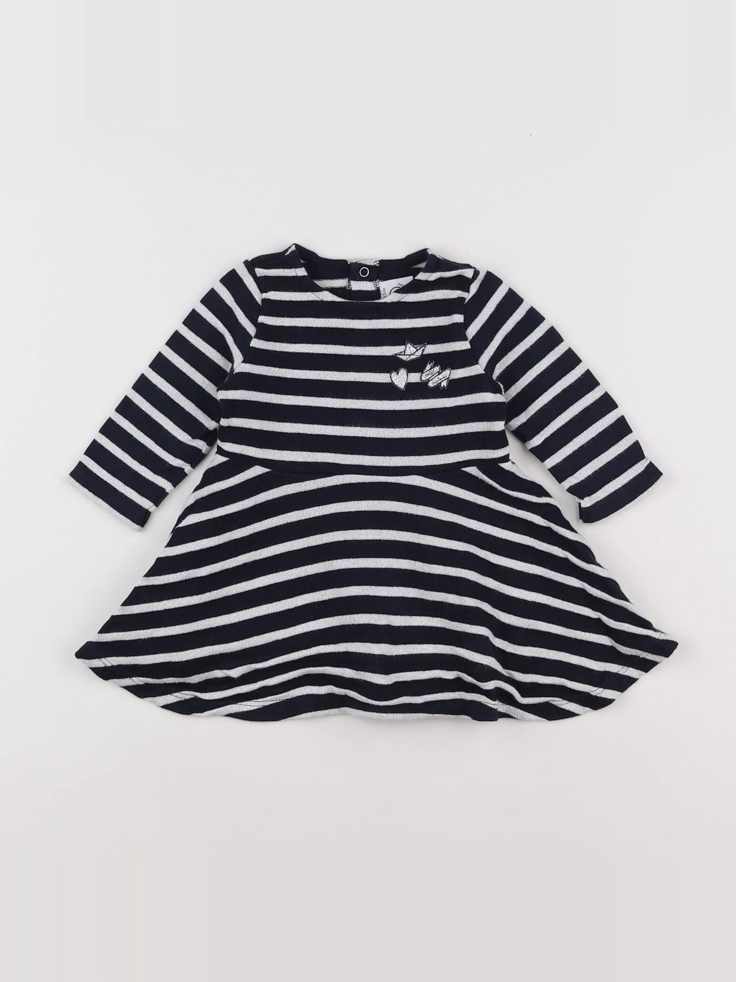 Petit Bateau - robe argent, bleu - 6 mois
