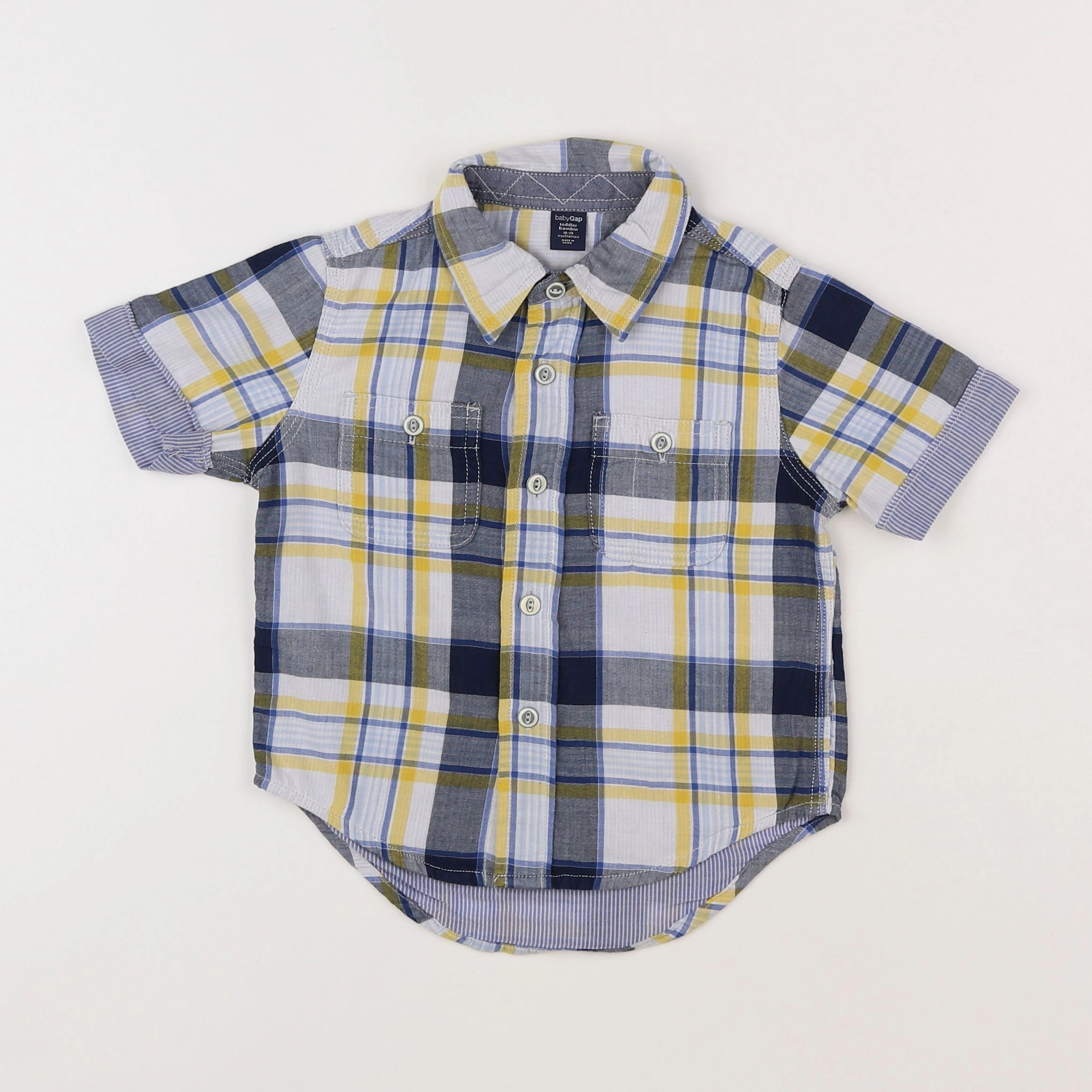 GAP - chemise gris, jaune - 18 mois à 2 ans