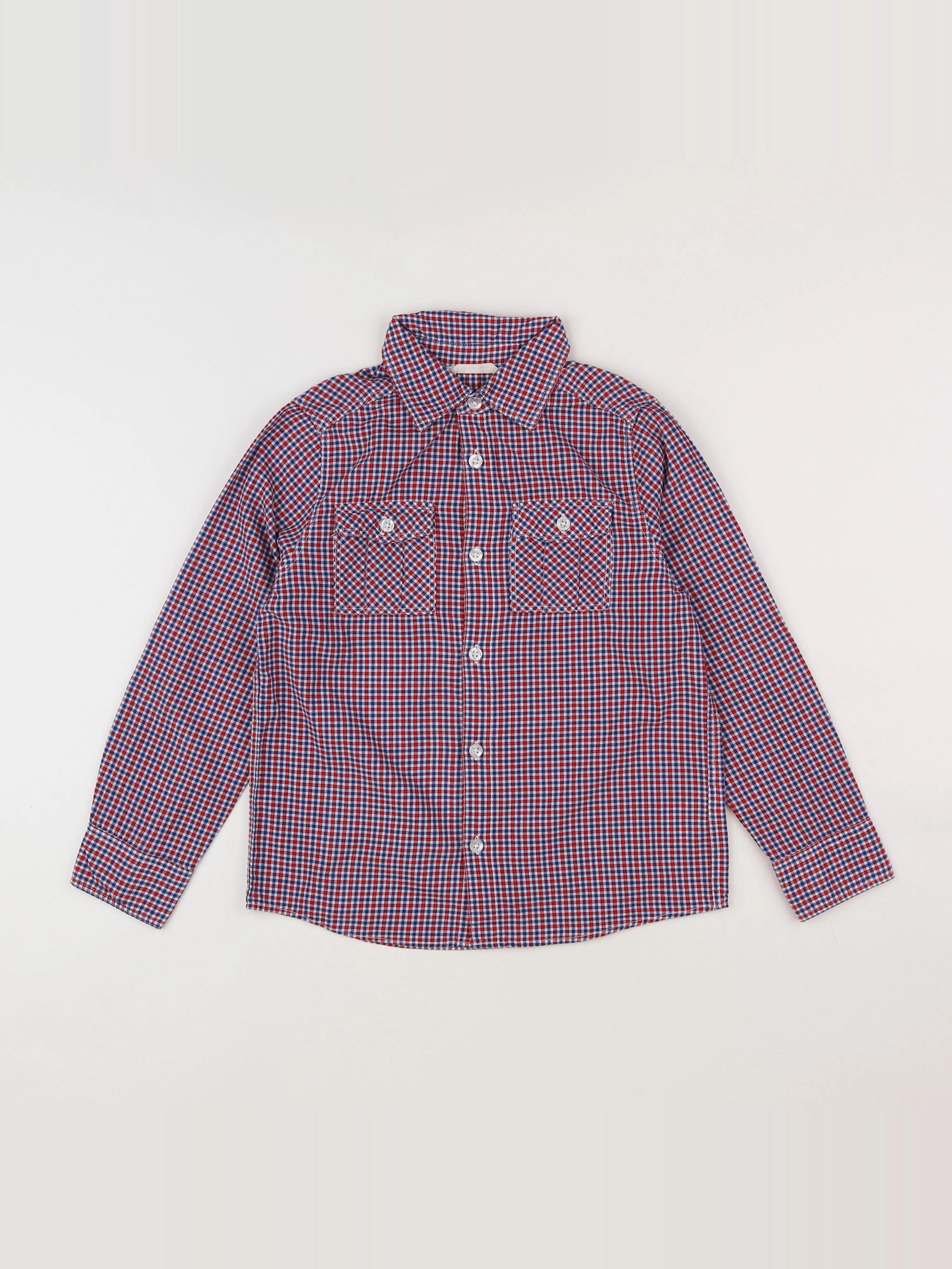 H&M - chemise rouge, bleu - 7/8 ans