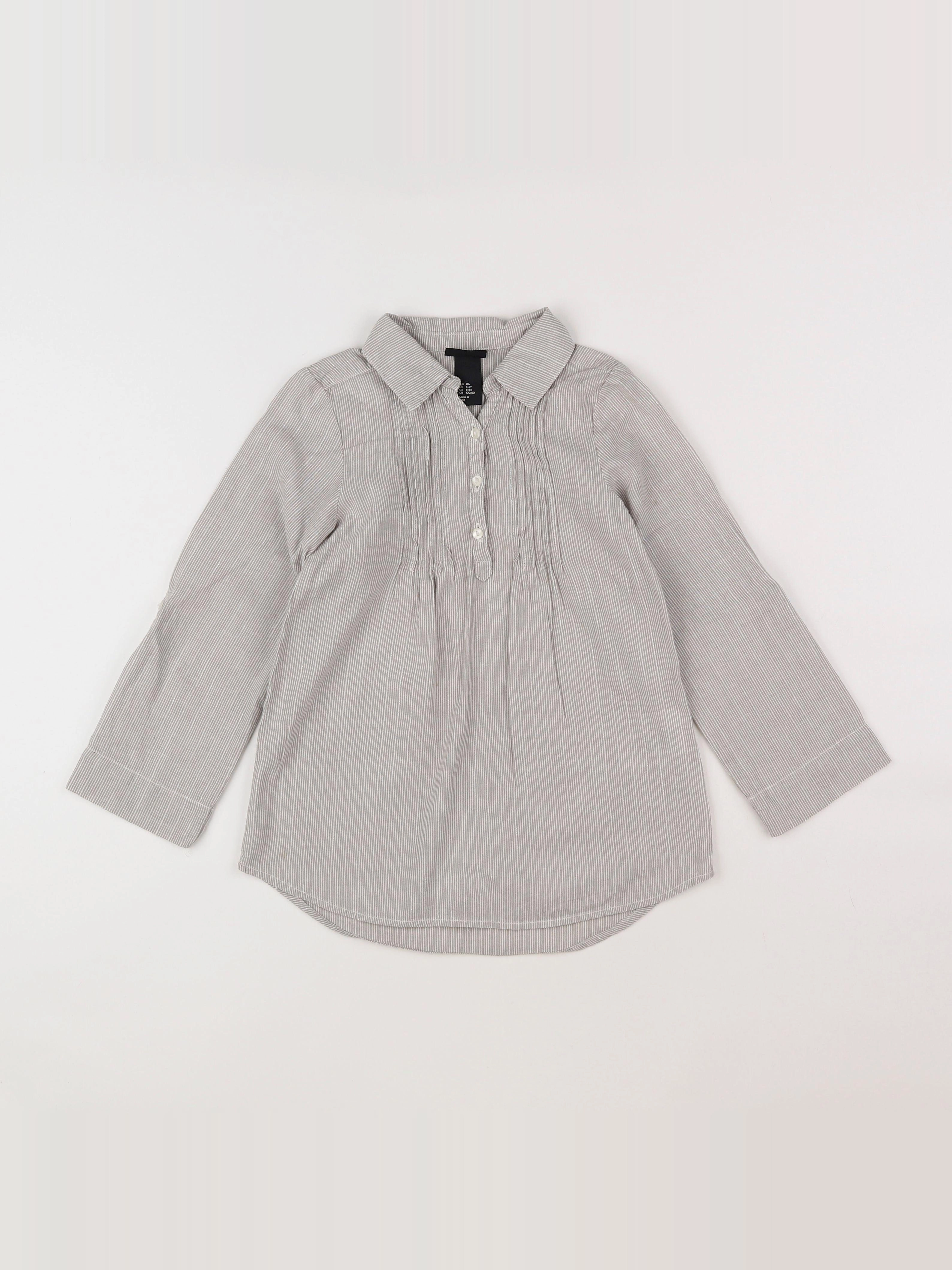 H&M - blouse blanc, gris - 5/6 ans