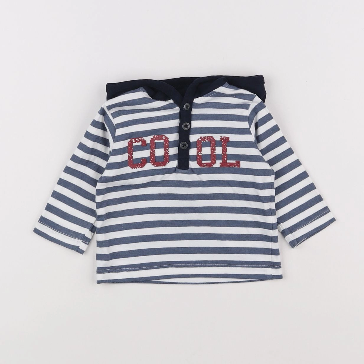 Vertbaudet - sweat bleu, blanc - 3 mois