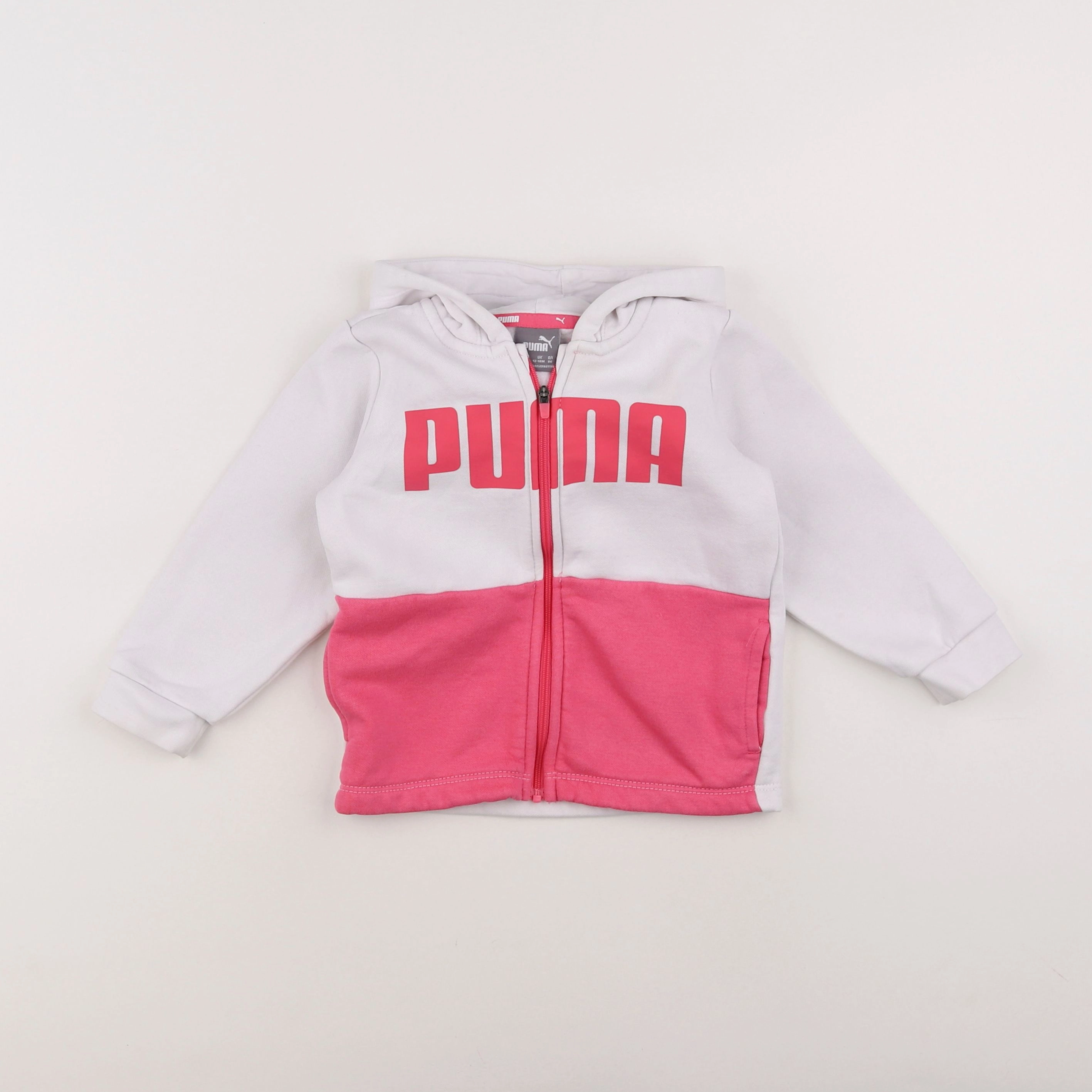 Puma - sweat rose, blanc - 12/18 mois