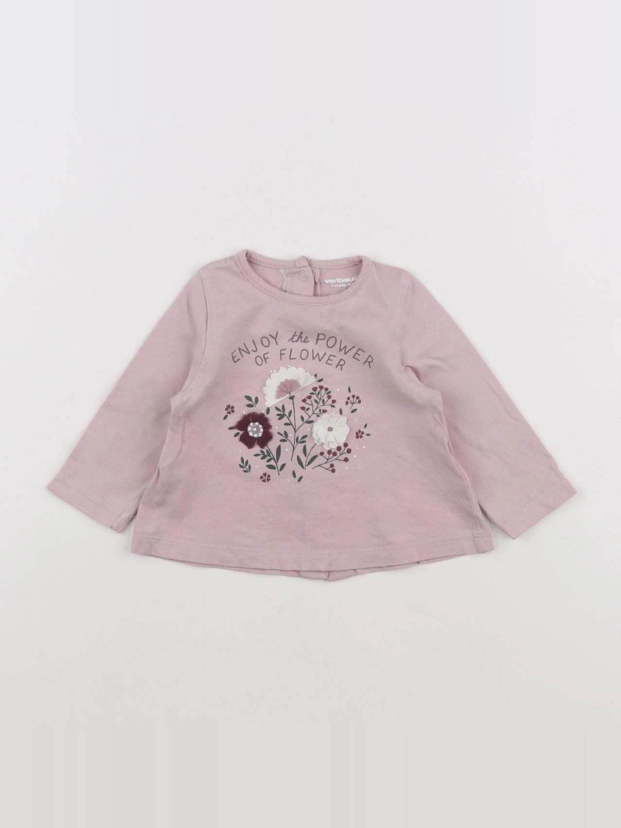 Vertbaudet - tee-shirt rose - 3 mois