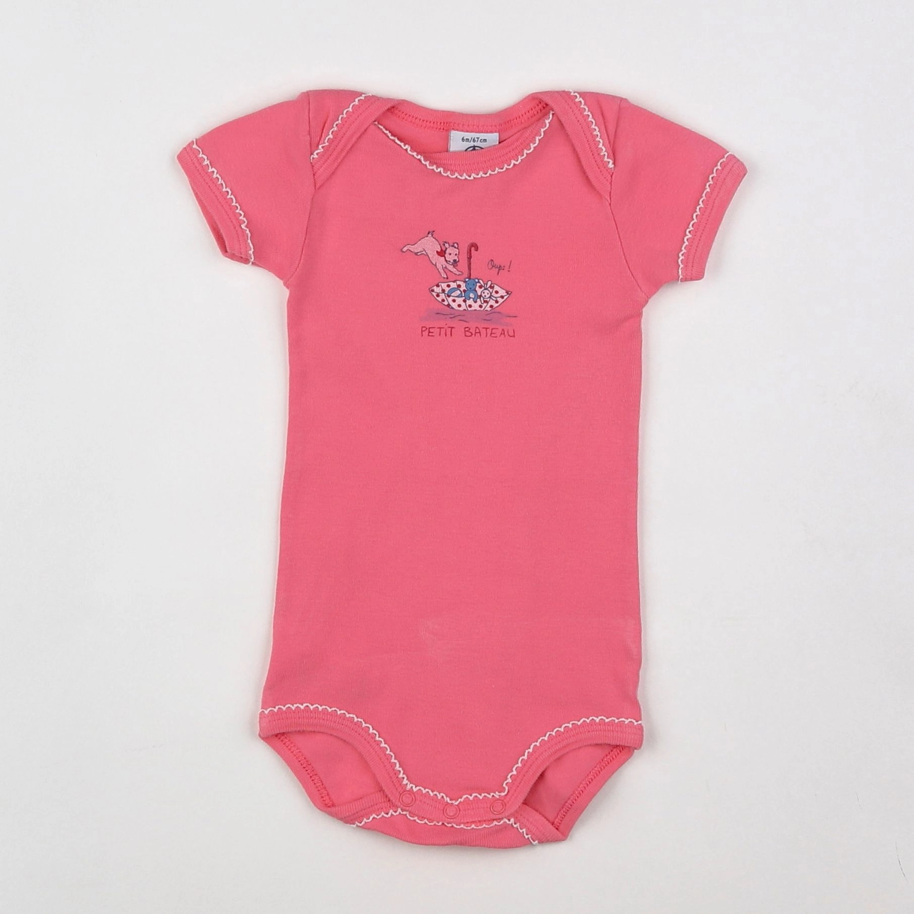 Petit Bateau - body rose - 6 mois