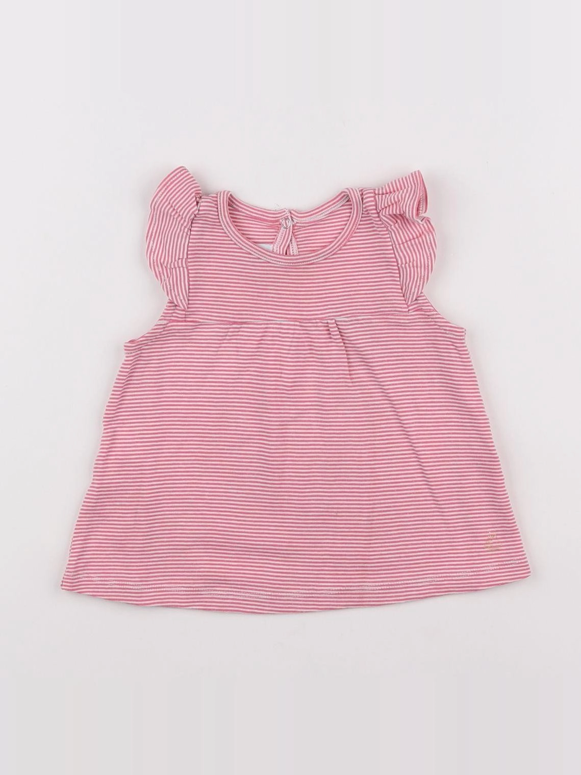 Petit Bateau - tee-shirt blanc, rose - 12 mois