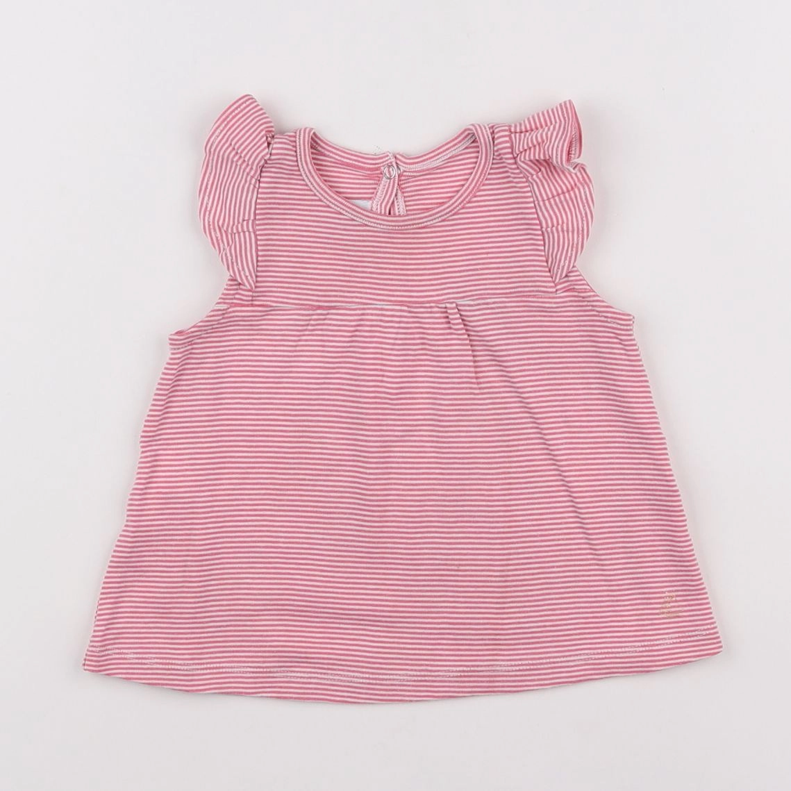 Petit Bateau - tee-shirt blanc, rose - 12 mois