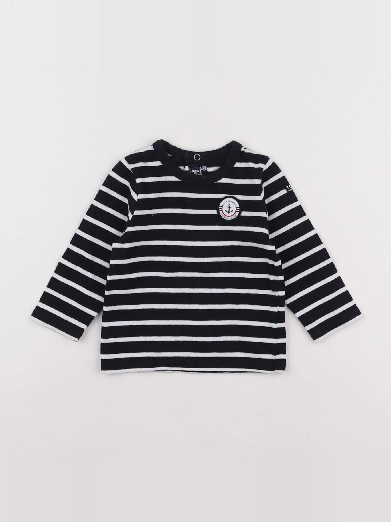 Terre de marins - tee-shirt blanc, bleu - 12 mois