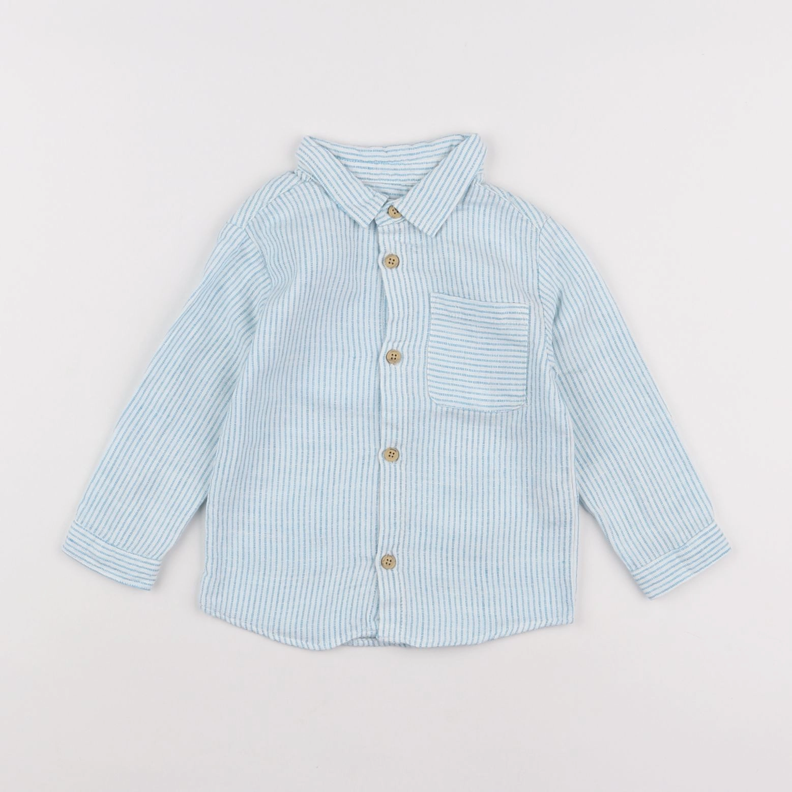 Zara - chemise blanc, bleu - 12/18 mois