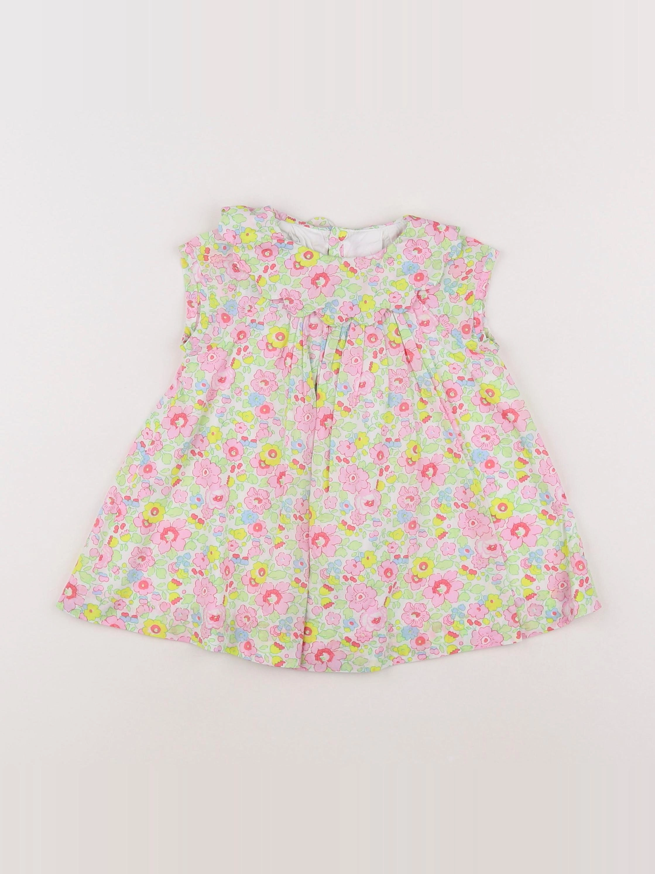 Jacadi - robe liberty multicolore, vert - 12 mois