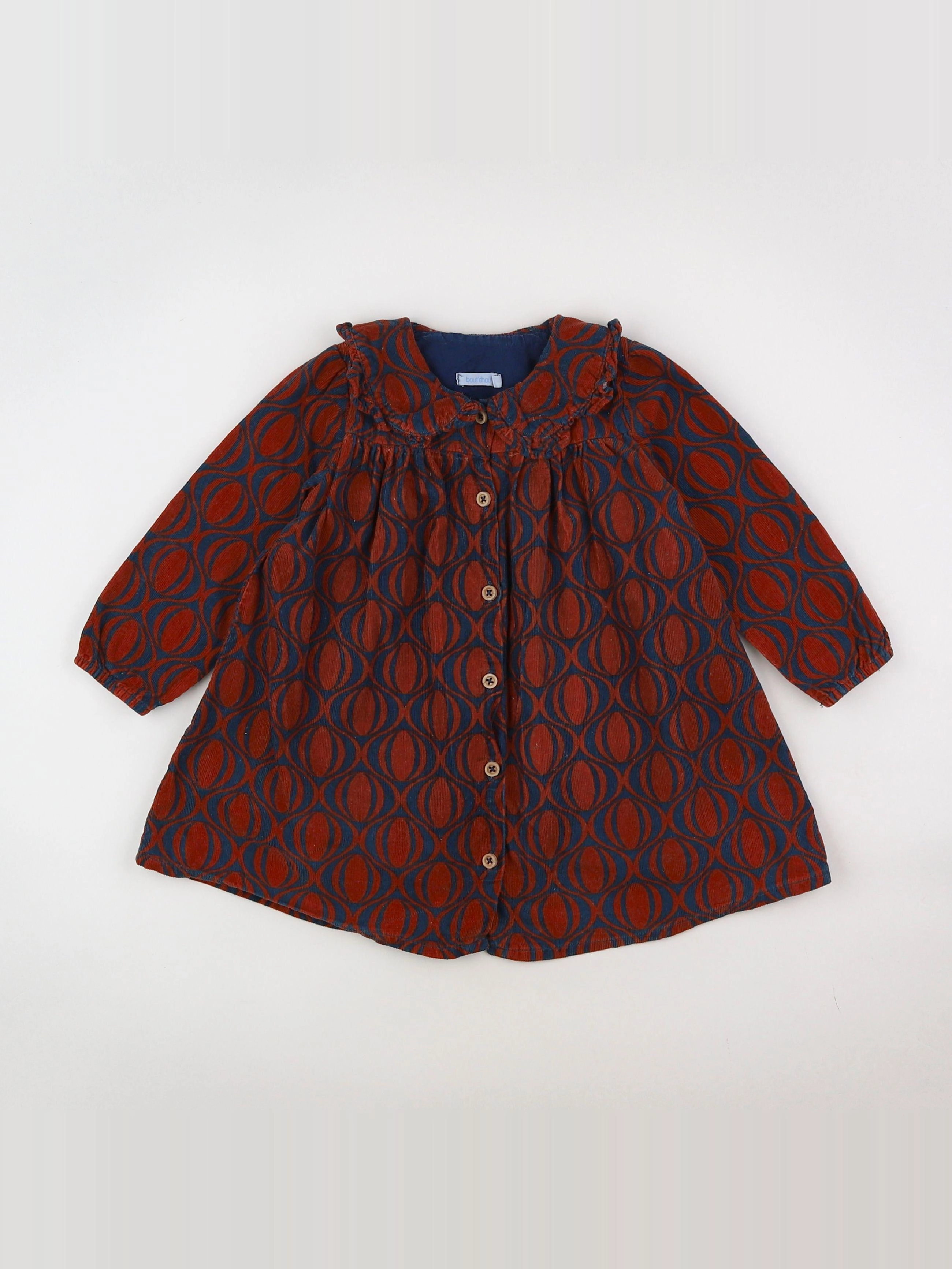 Boutchou - robe bleu, marron - 12 mois