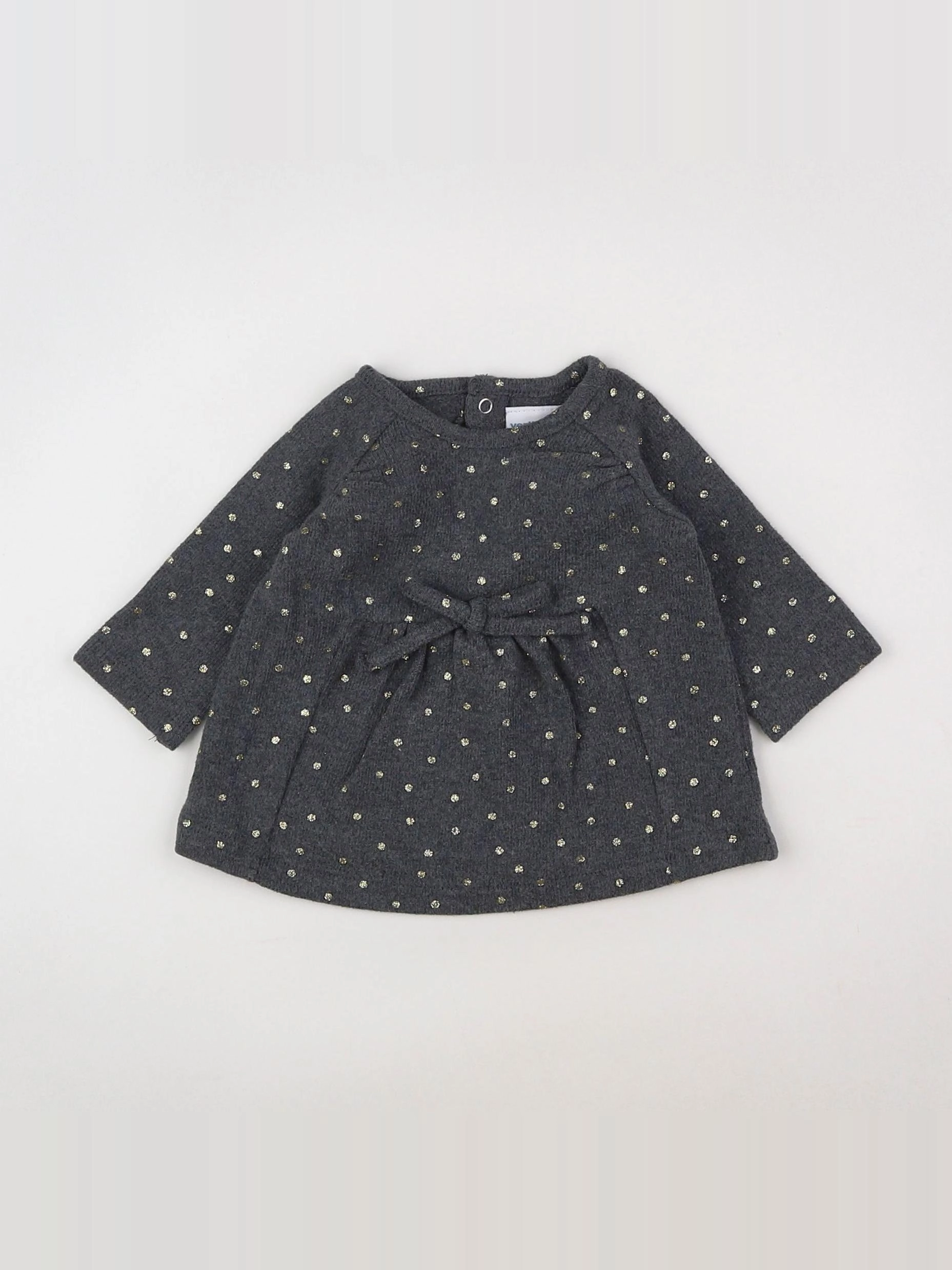 Vertbaudet - robe gris, or - 1 mois