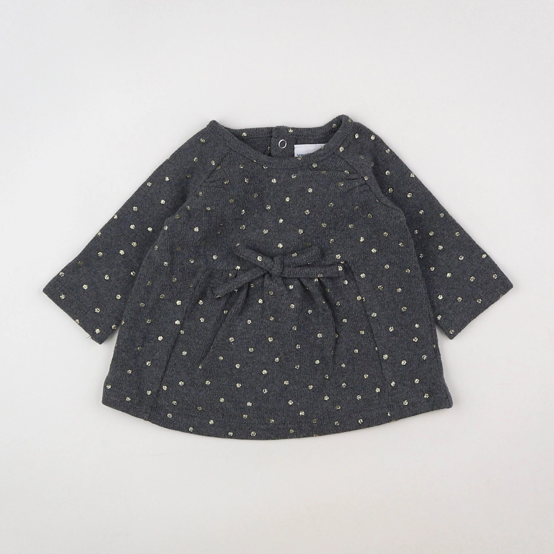 Vertbaudet - robe gris, or - 1 mois