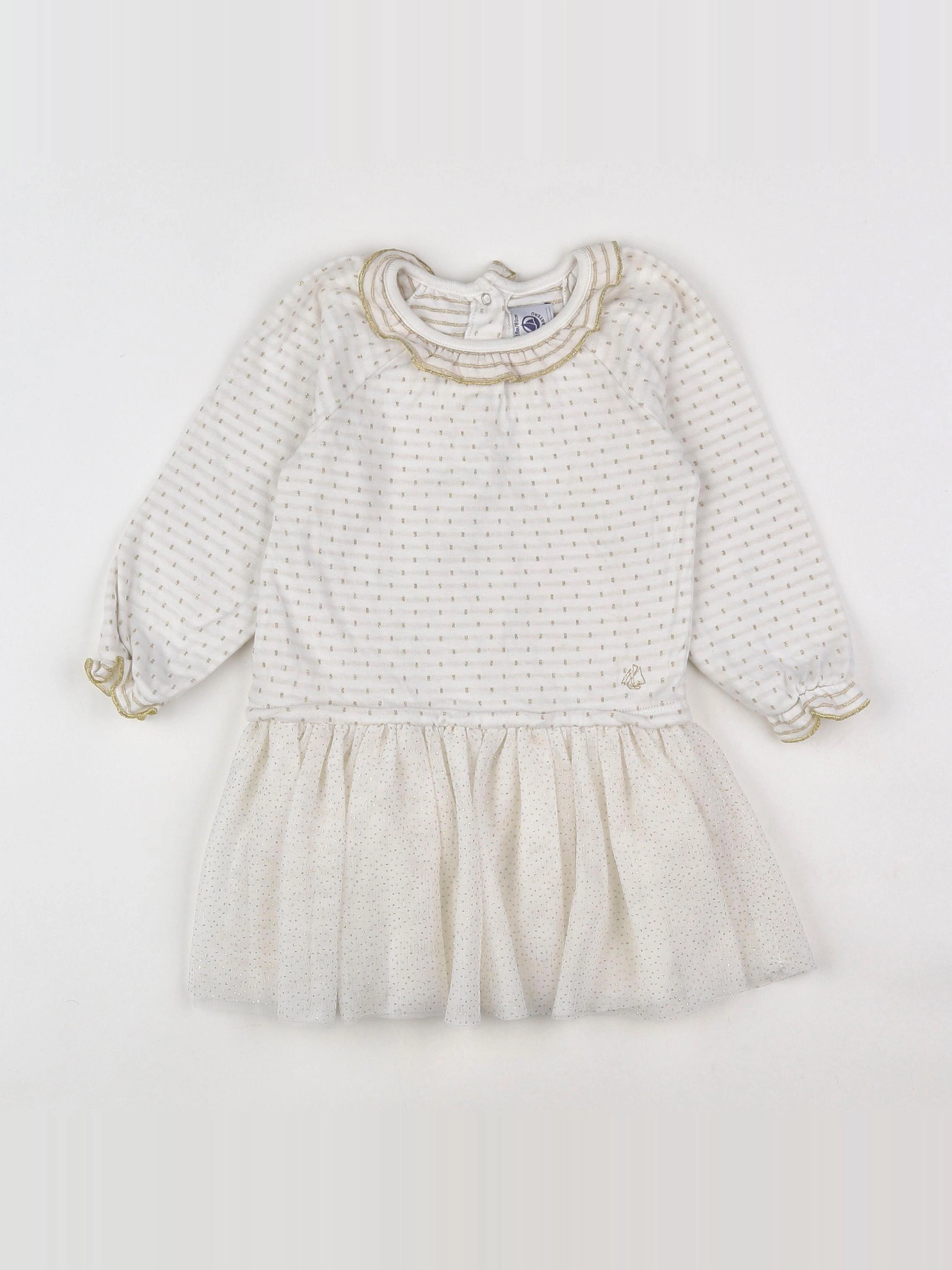 Petit Bateau - robe blanc, or - 18 mois