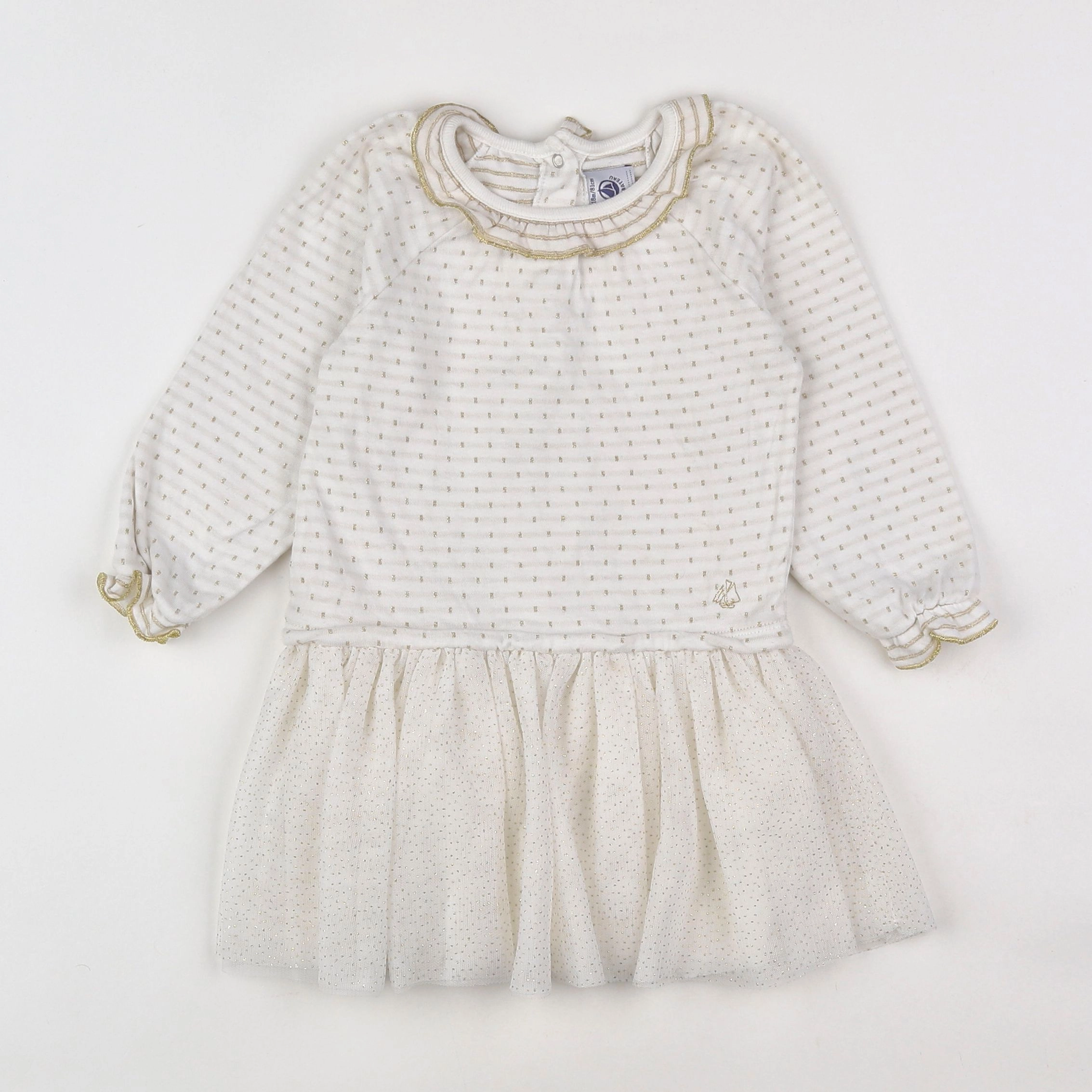 Petit Bateau - robe blanc, or - 18 mois