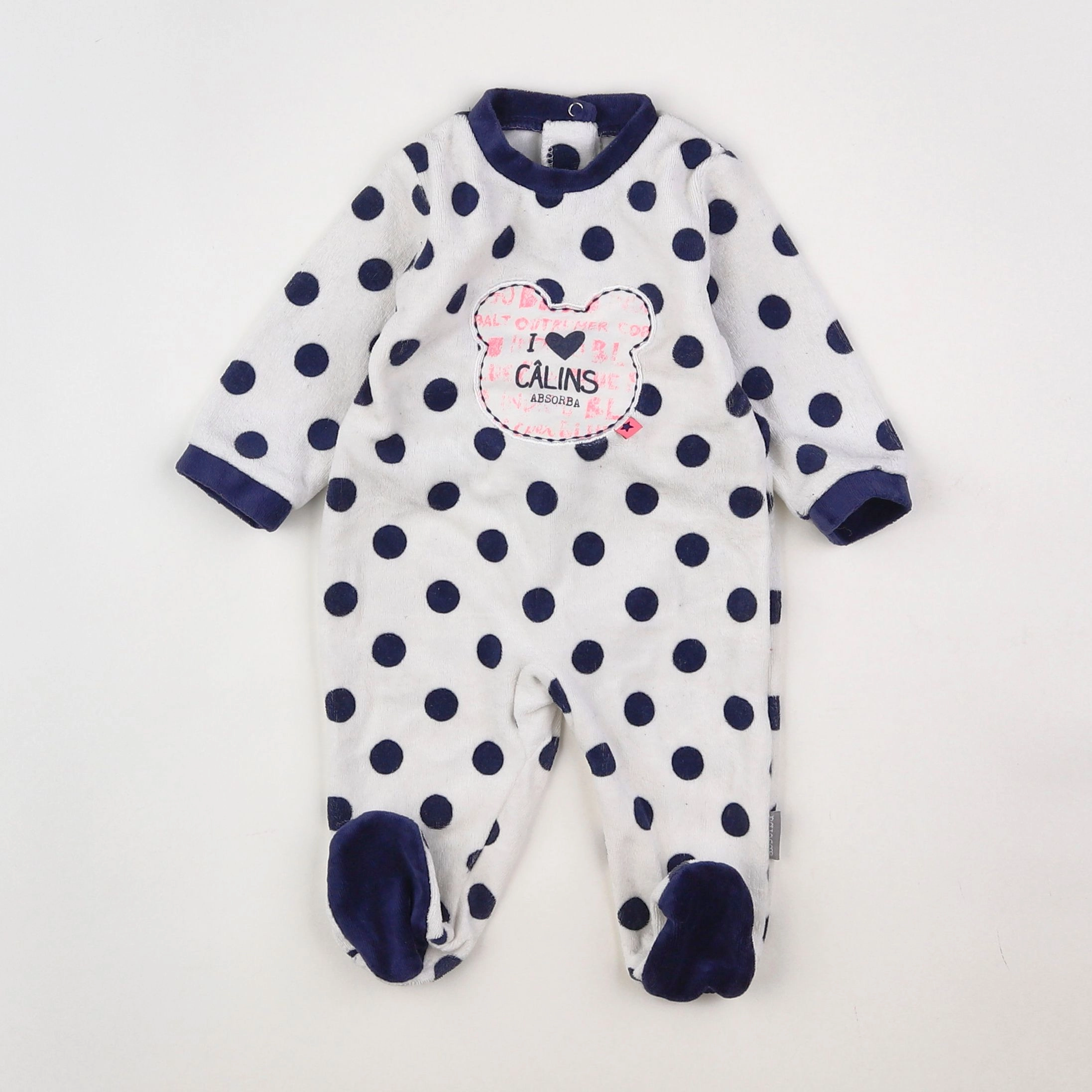 Absorba - pyjama velours blanc, bleu - 3 mois