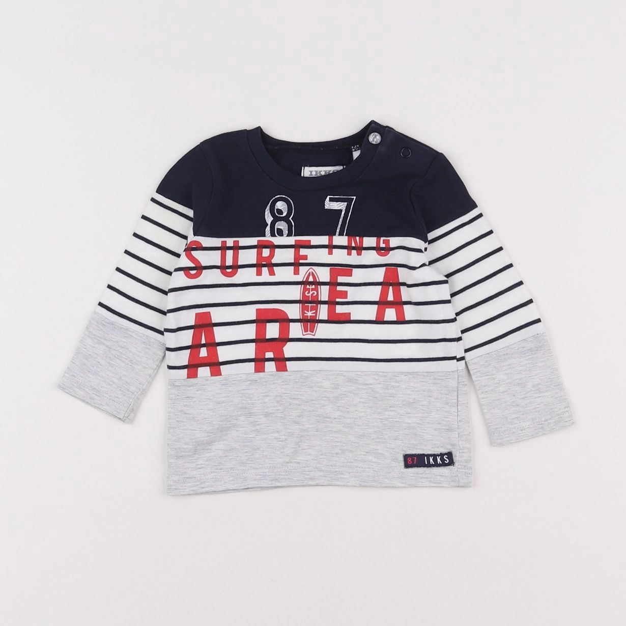 IKKS - tee-shirt bleu, gris - 3 mois