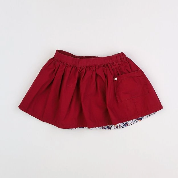 Vertbaudet - jupe réversible rouge, multicolore - 2 ans