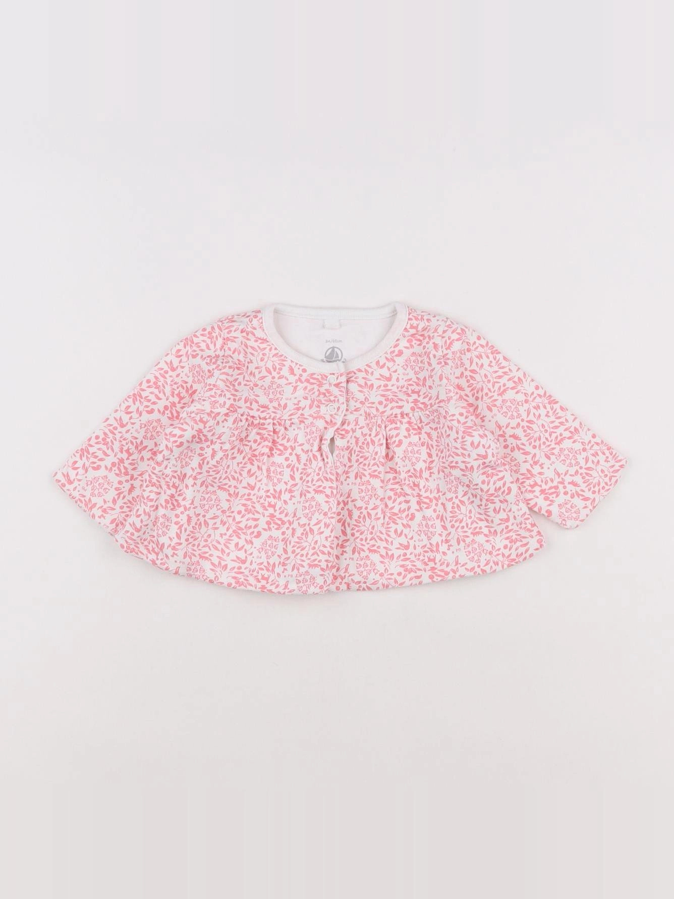 Petit Bateau - tee-shirt blanc, rose - 3 mois