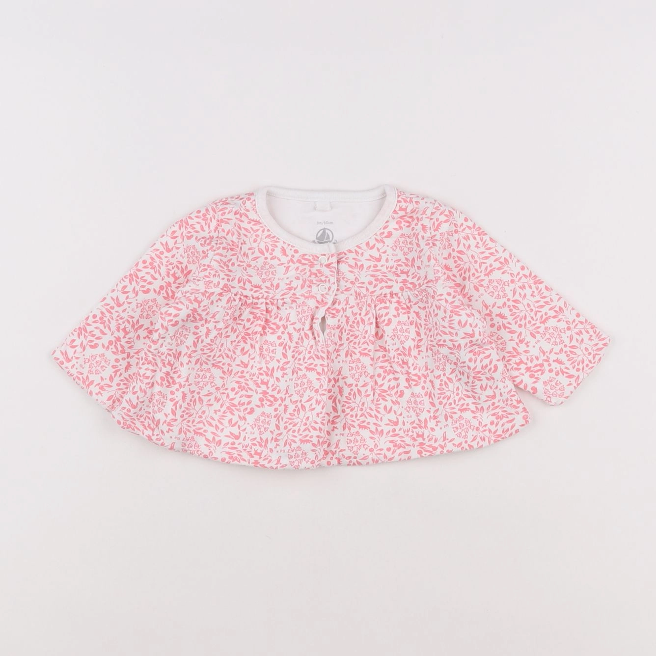 Petit Bateau - tee-shirt blanc, rose - 3 mois