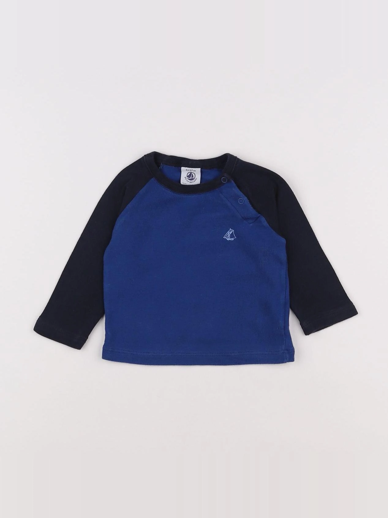 Petit Bateau - tee-shirt bleu - 6 mois