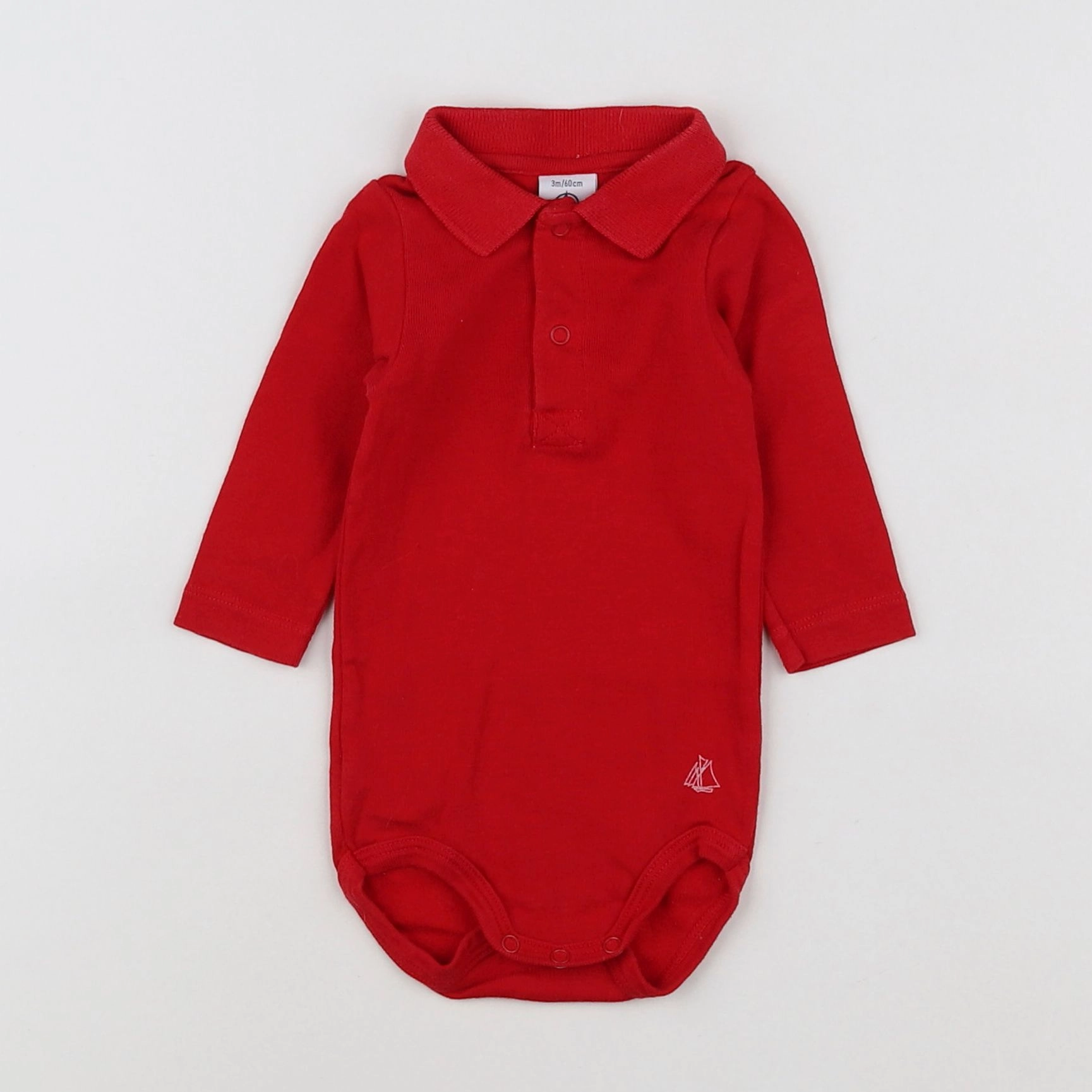 Petit Bateau - body à col rouge - 3 mois