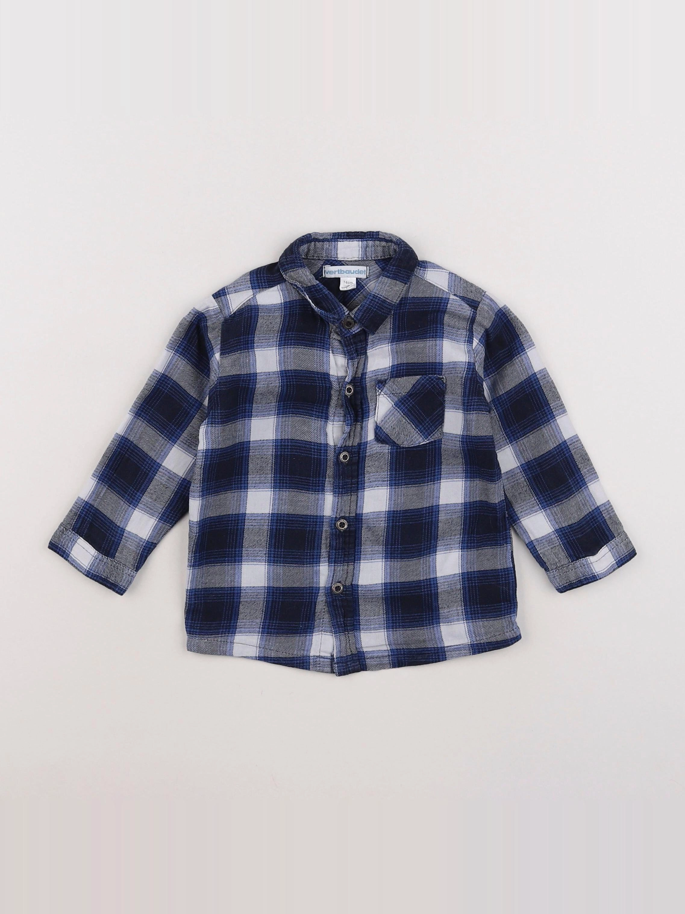 Vertbaudet - chemise blanc, noir - 12 mois