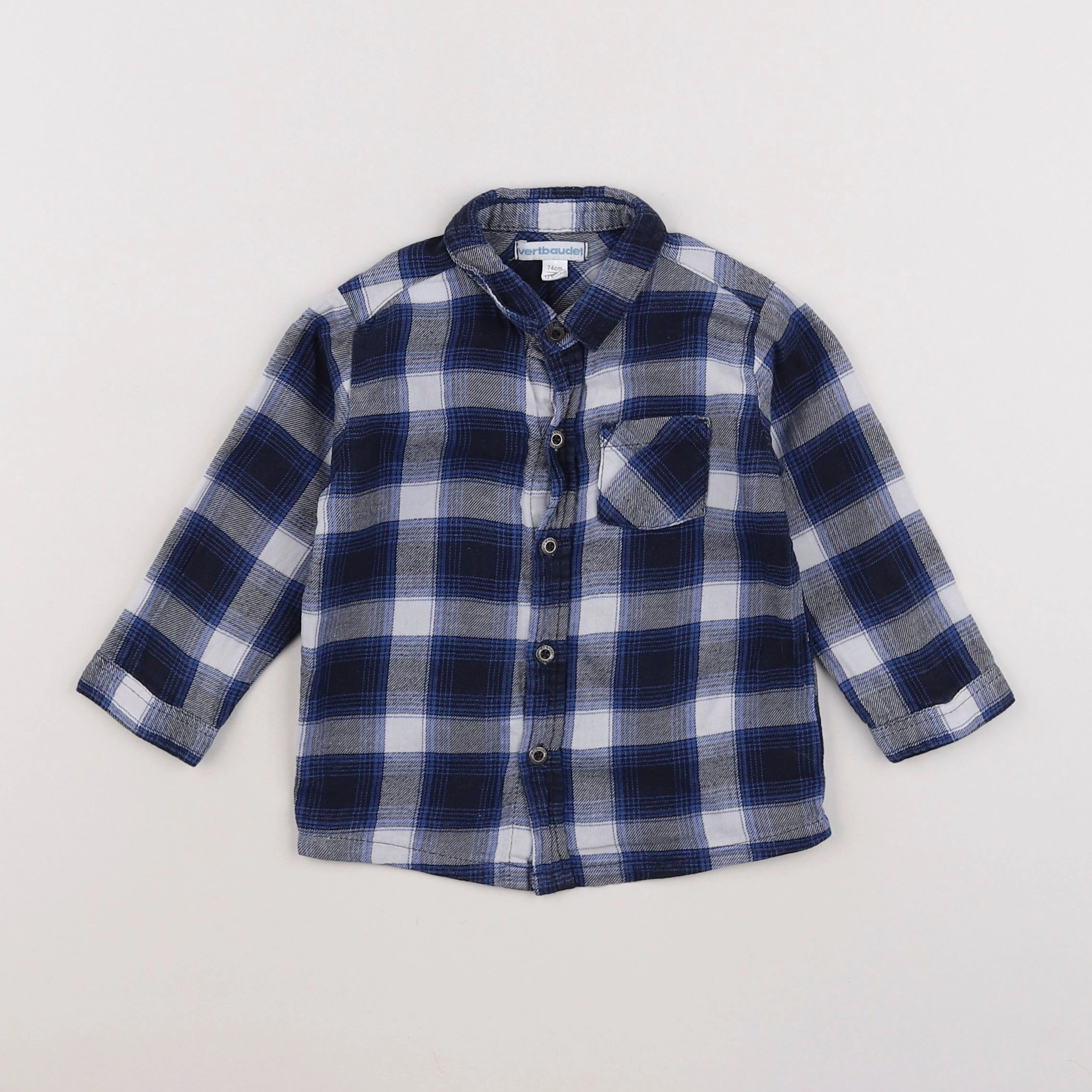 Vertbaudet - chemise blanc, noir - 12 mois