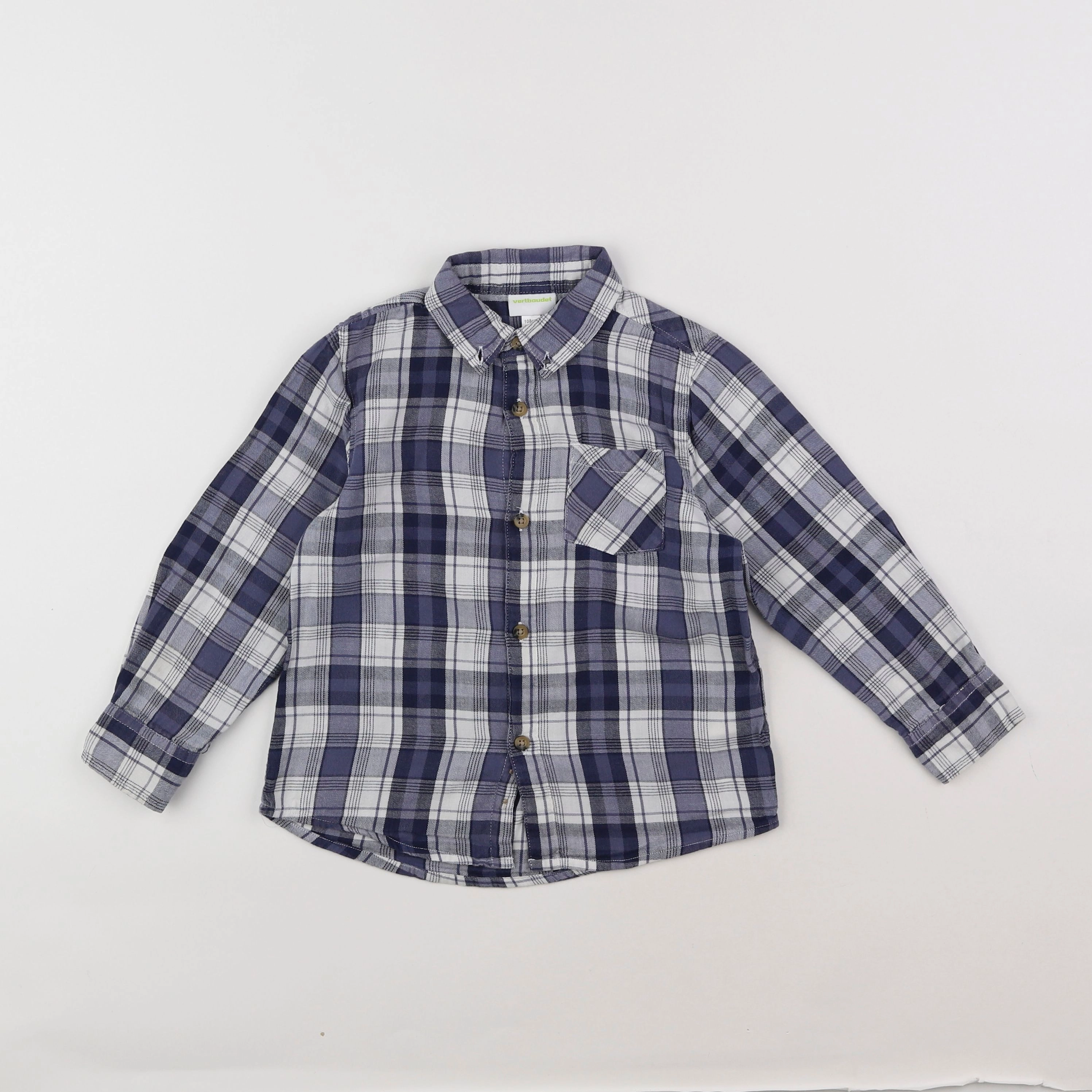 Vertbaudet - chemise blanc, bleu - 5 ans