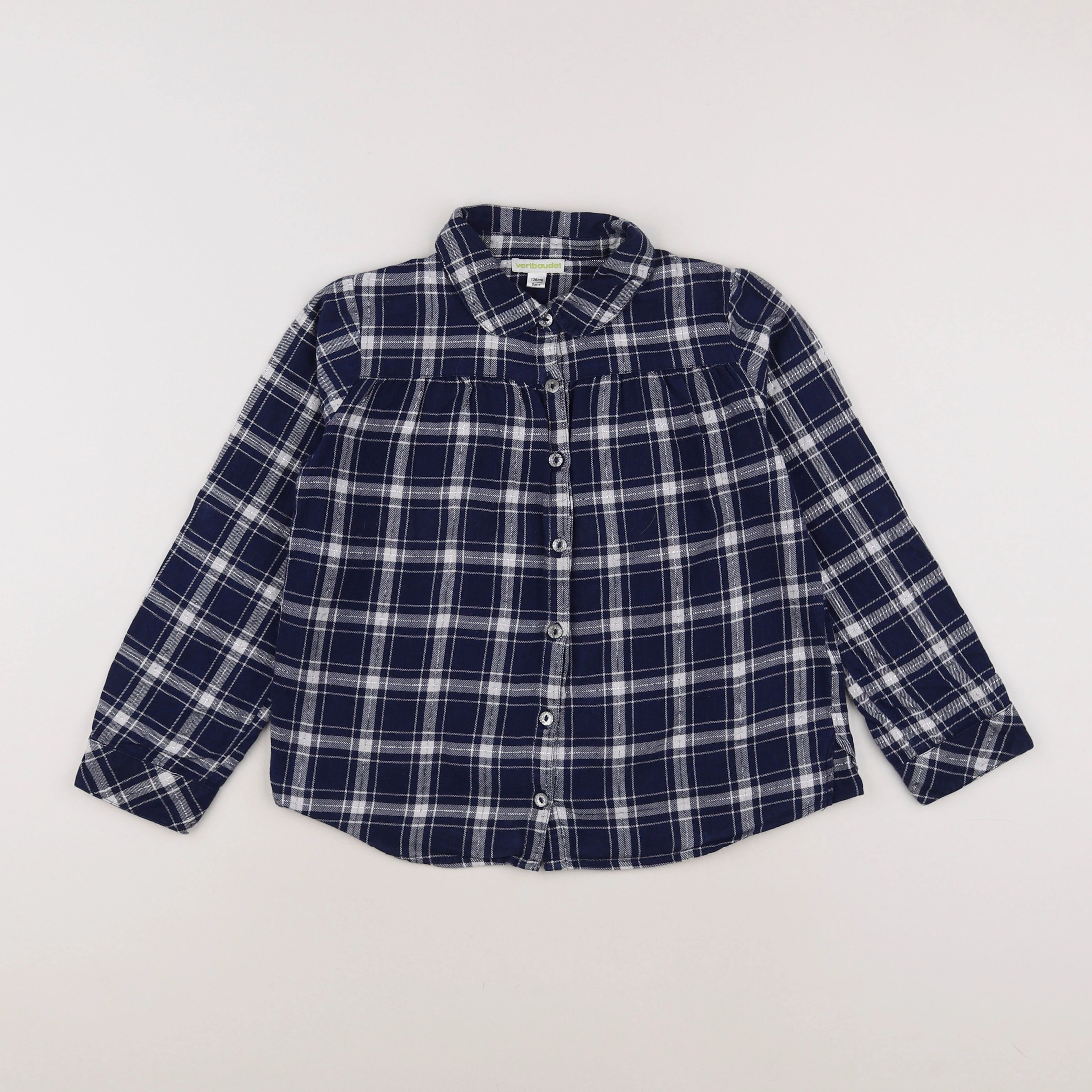 Vertbaudet - chemise bleu, argent - 8 ans