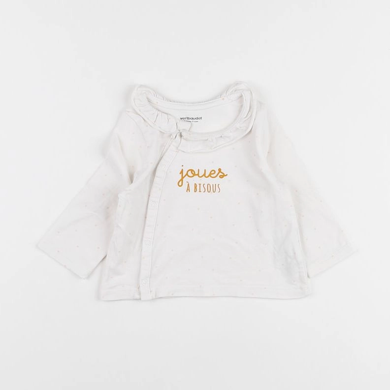 Vertbaudet - tee-shirt blanc, rose - 9 mois