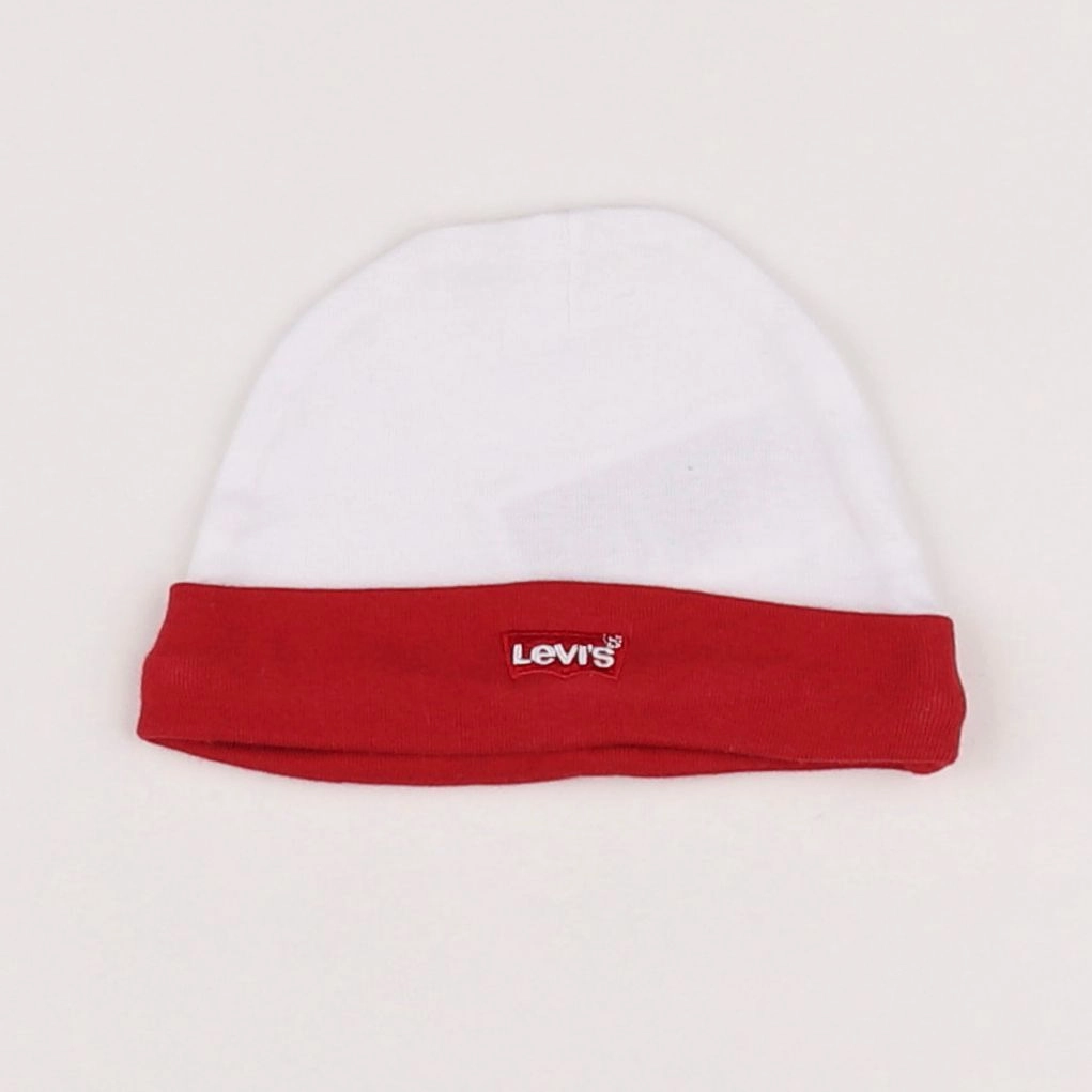 Levi's - bonnet blanc, rouge - 6/12 mois