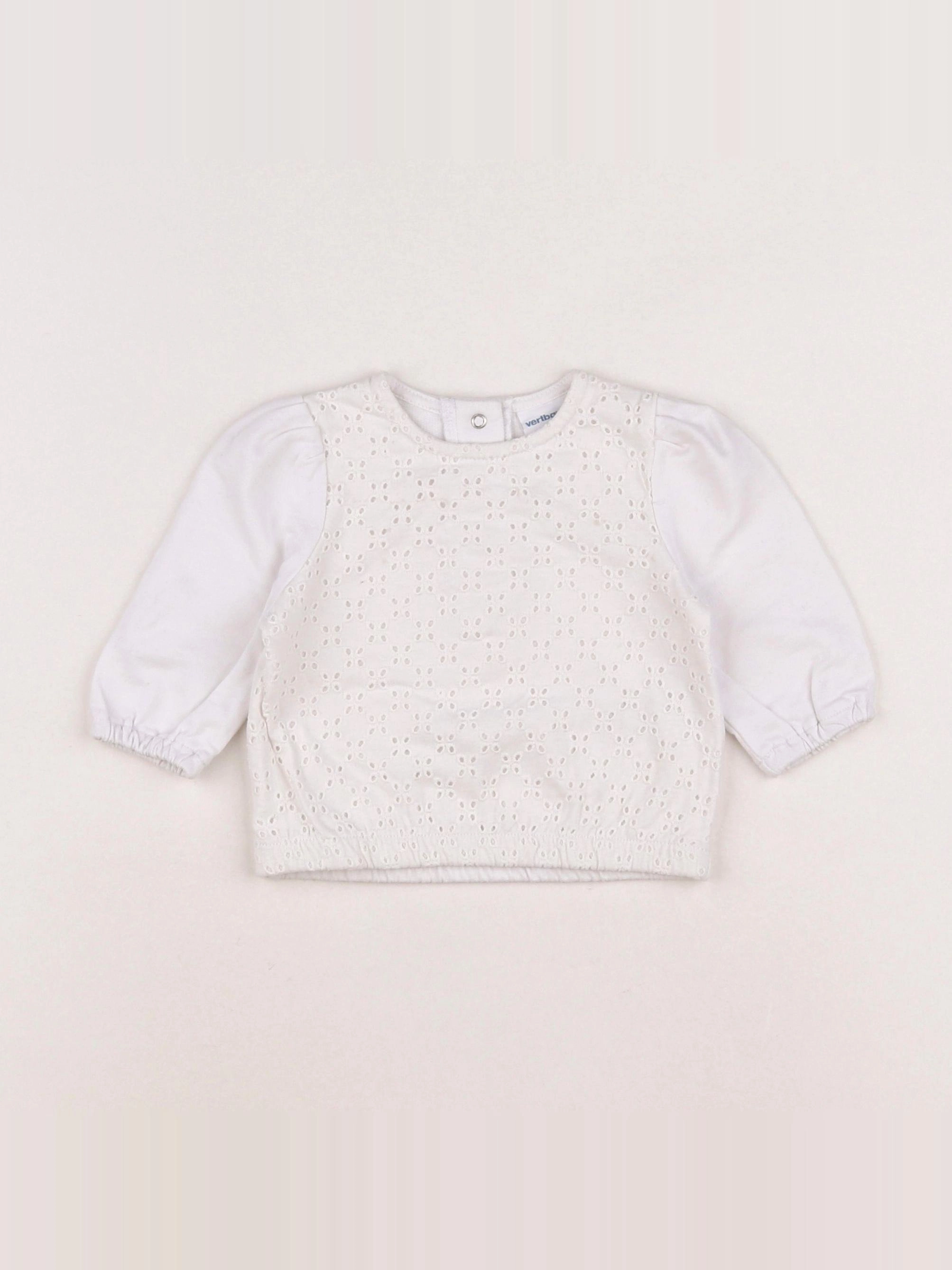 Vertbaudet - sweat blanc - 6 mois