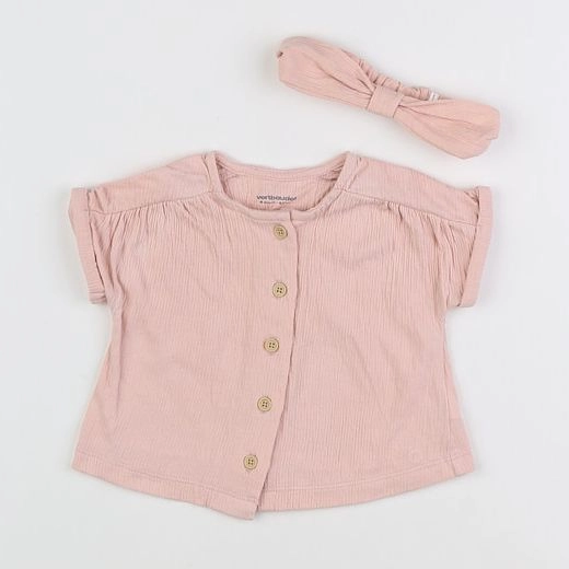 Vertbaudet - ensemble rose - 6 mois