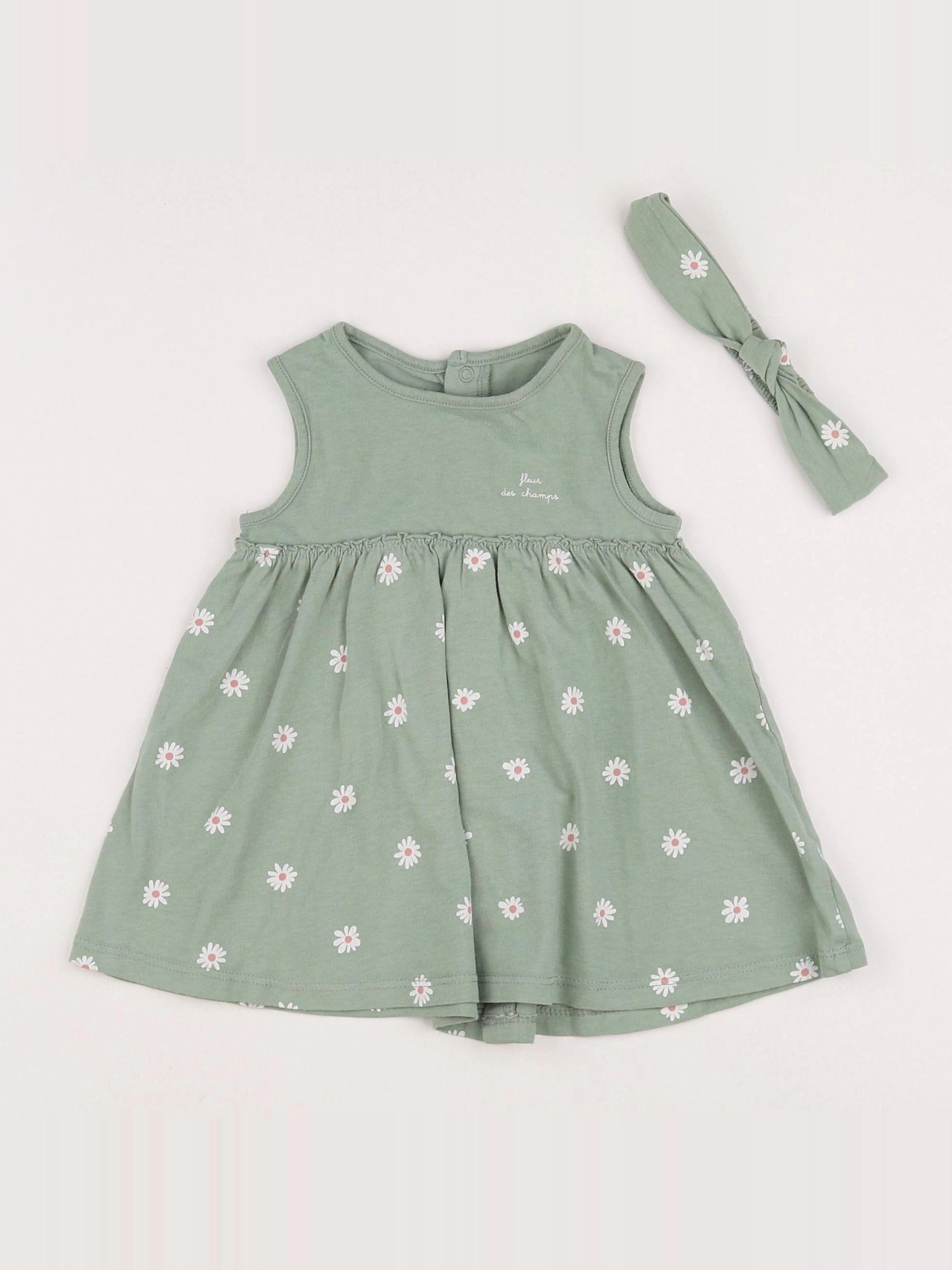 Vertbaudet - robe vert - 6 mois