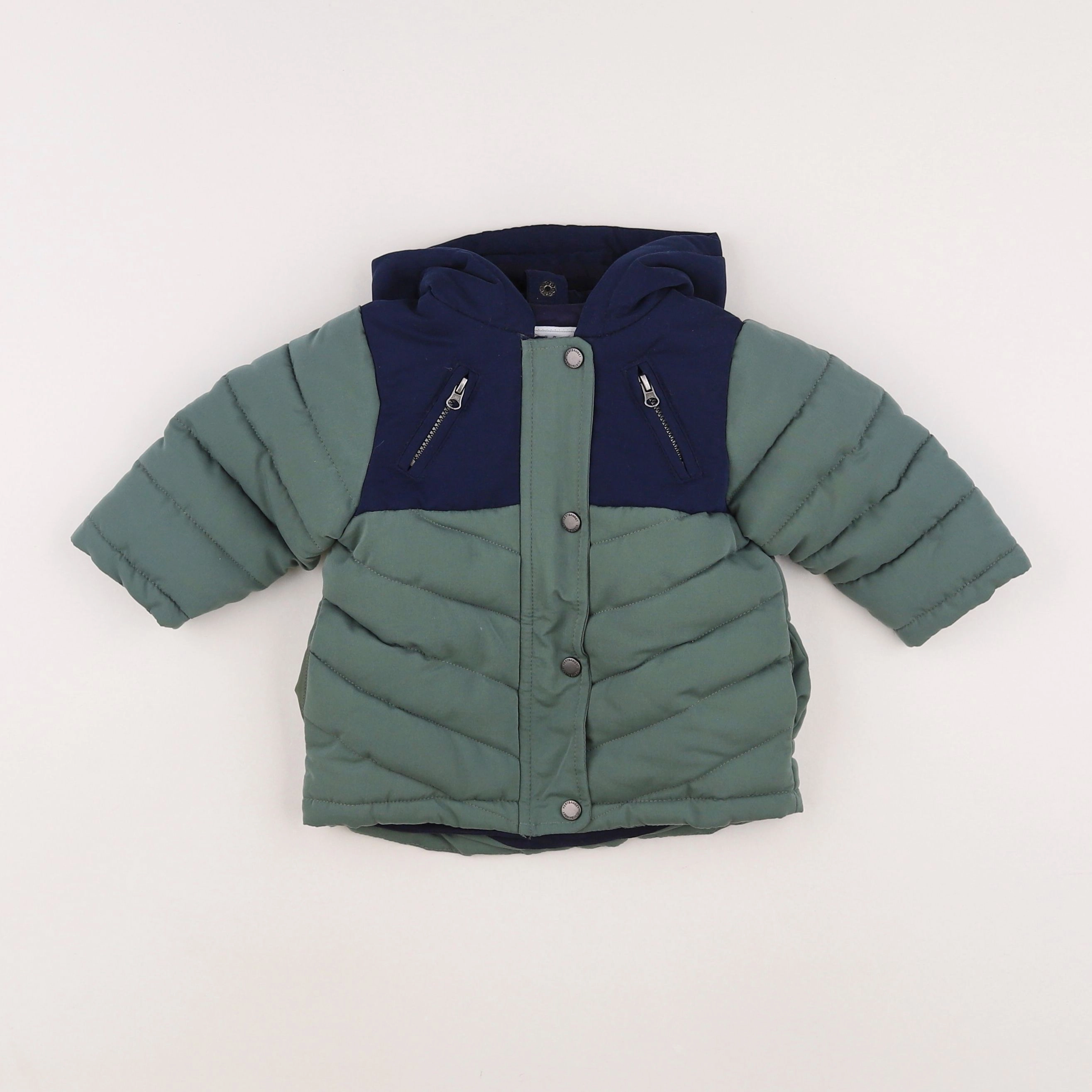 Vertbaudet - manteau doublure amovible bleu, vert - 6 mois