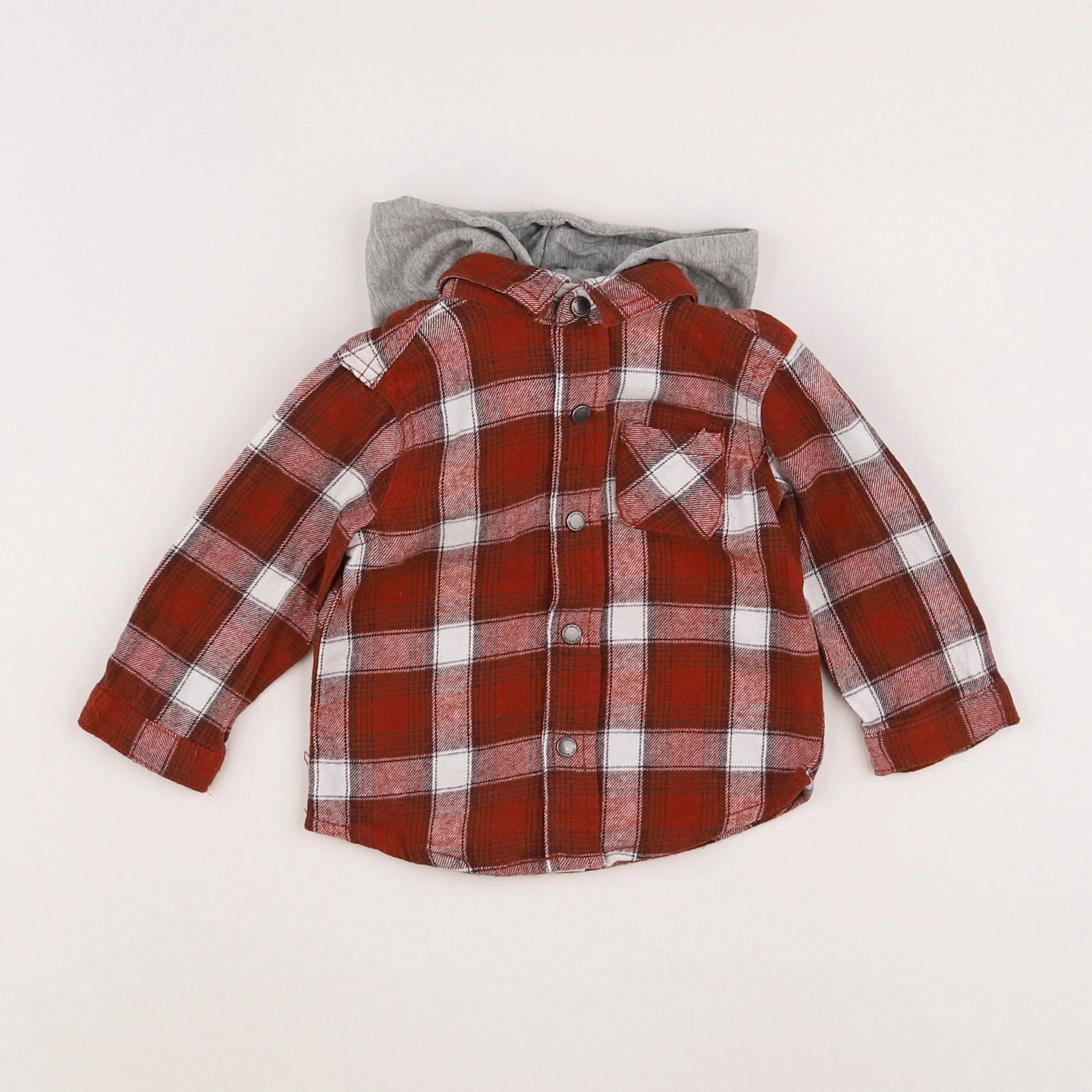 Vertbaudet - chemise marron, blanc - 9 mois