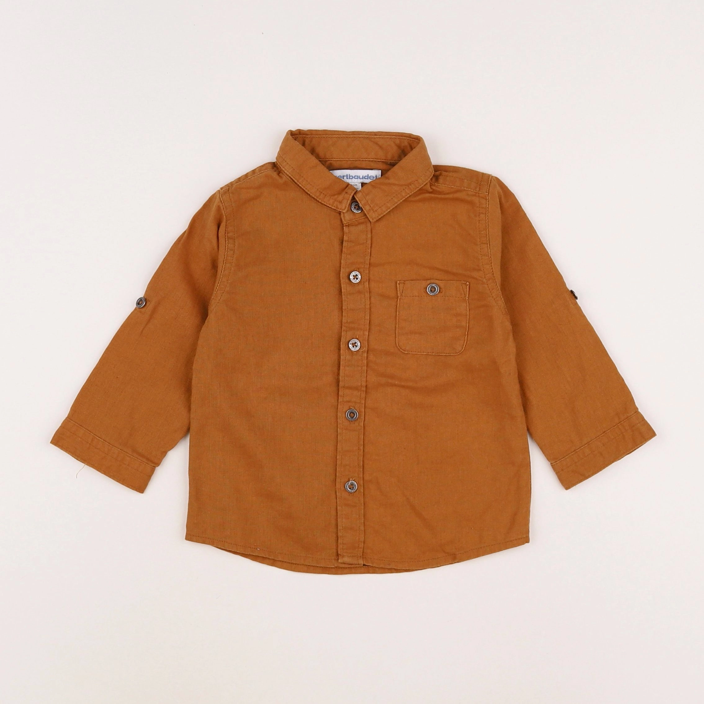 Vertbaudet - chemise marron - 12 mois